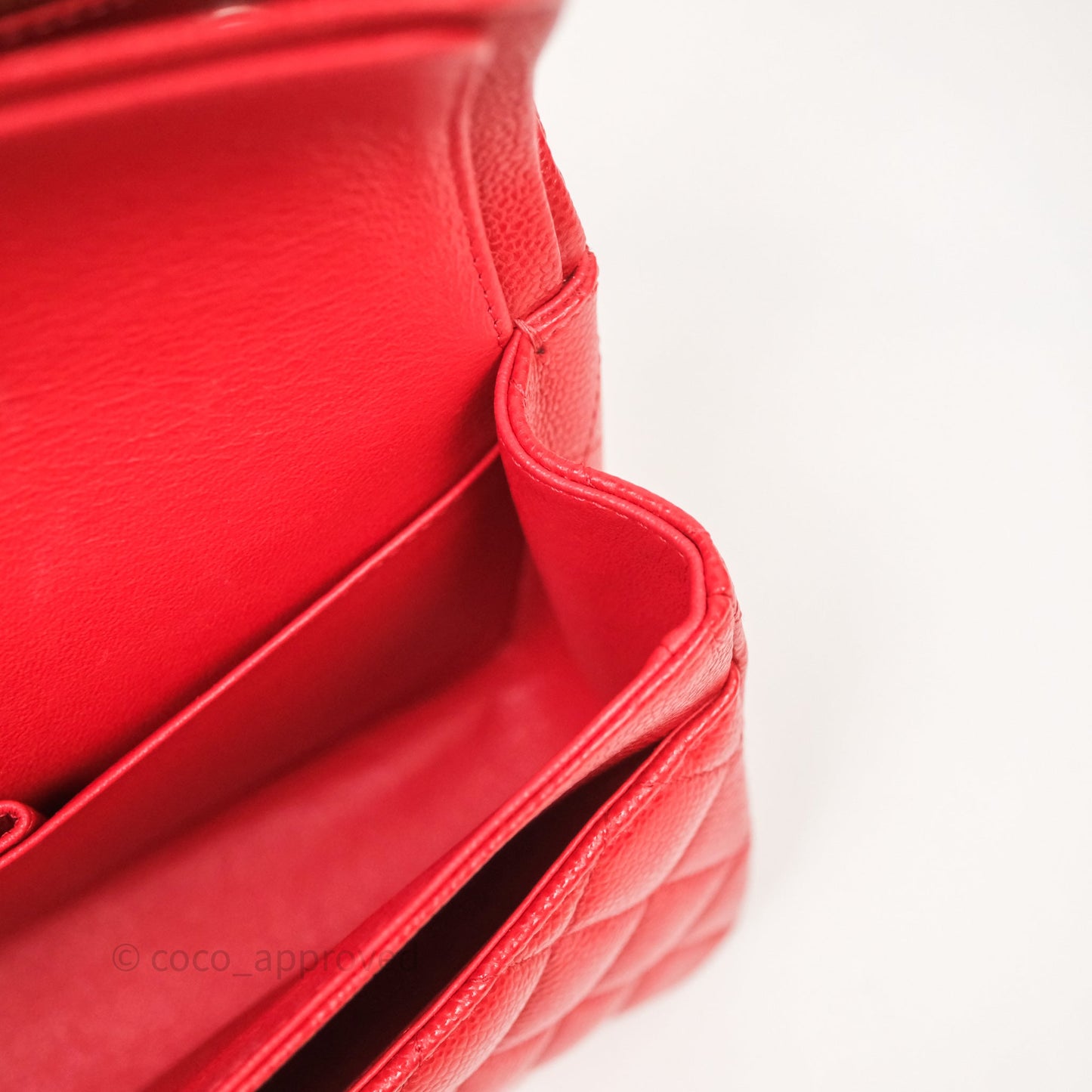 Chanel Small Classic Flap Quilted Red Caviar Silver Hardware