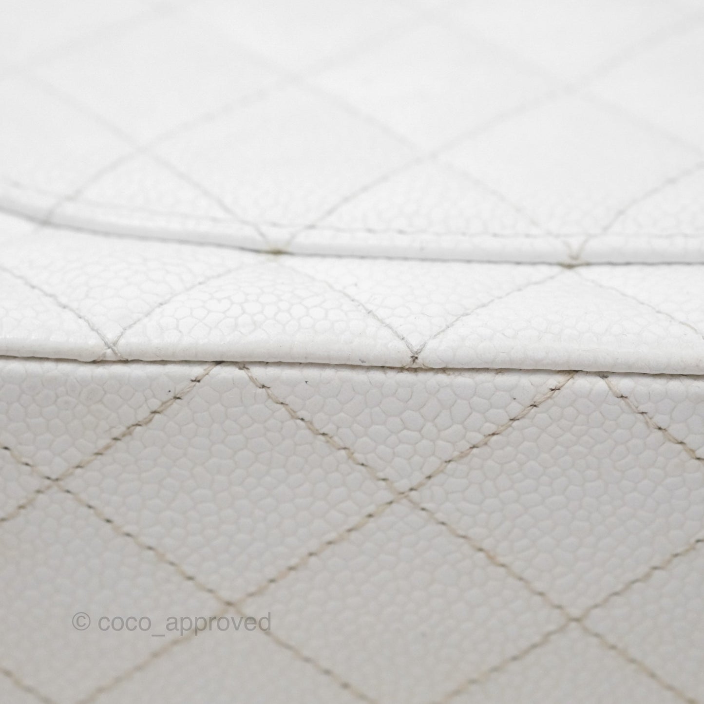 Chanel Classic M/L Medium Double Flap White Caviar Silver Hardware