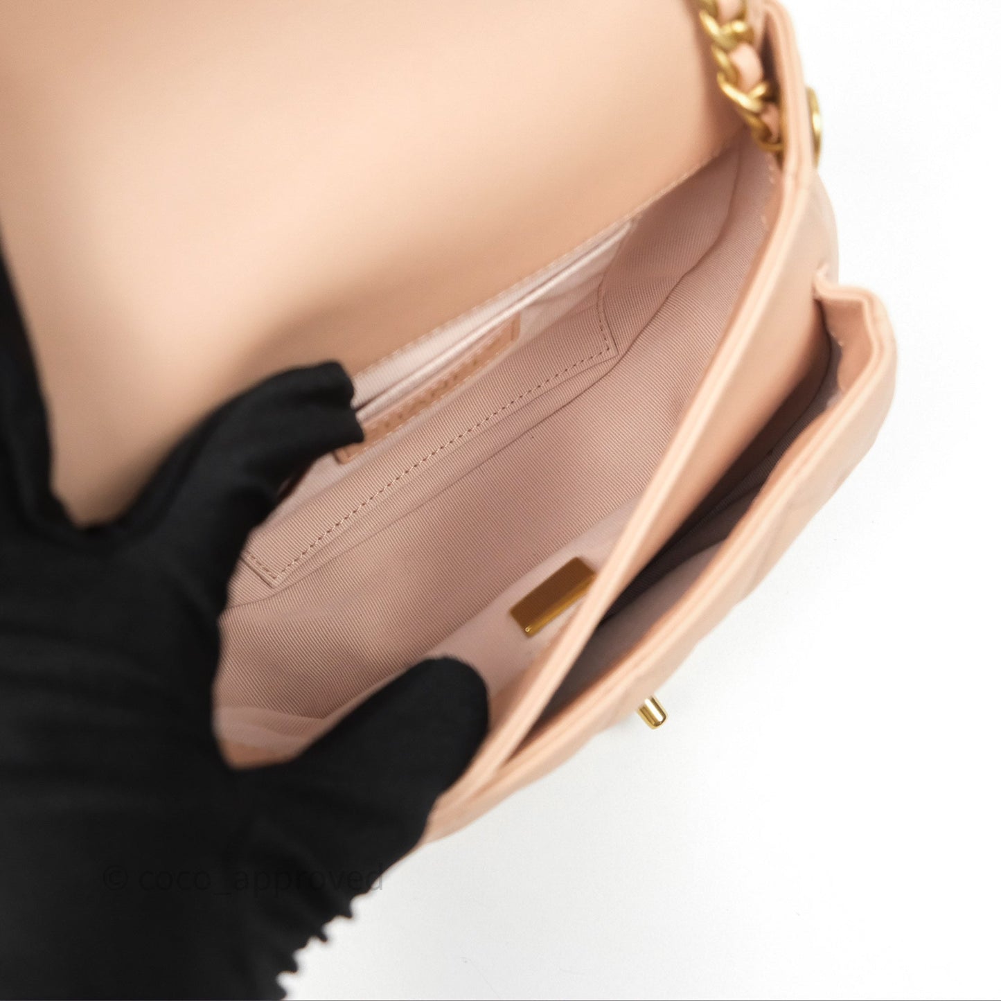 Chanel Messenger Bag Beige Pink Calfskin Aged Gold Hardware