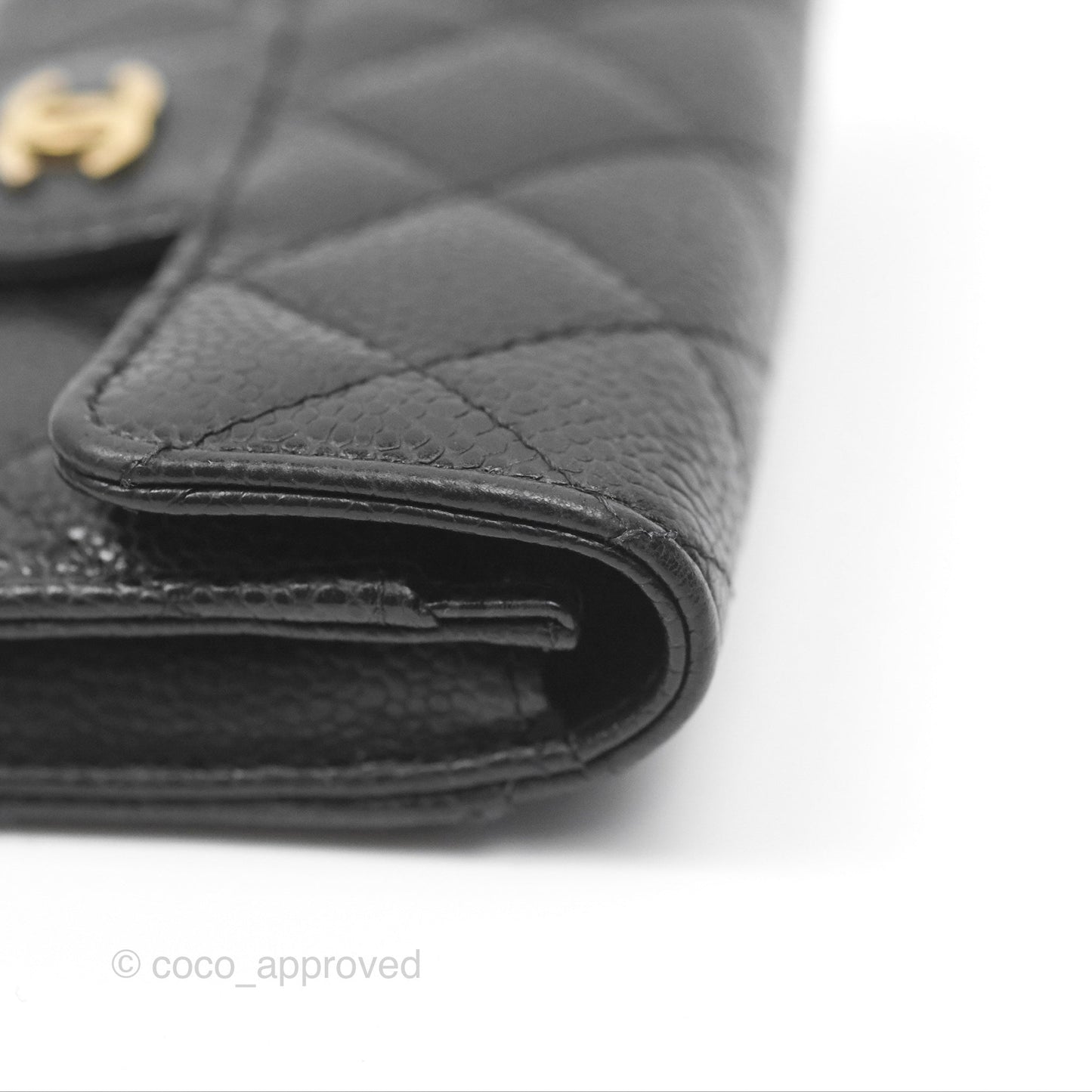 Chanel Quilted Flap Card Holder Black Caviar Gold Hardware