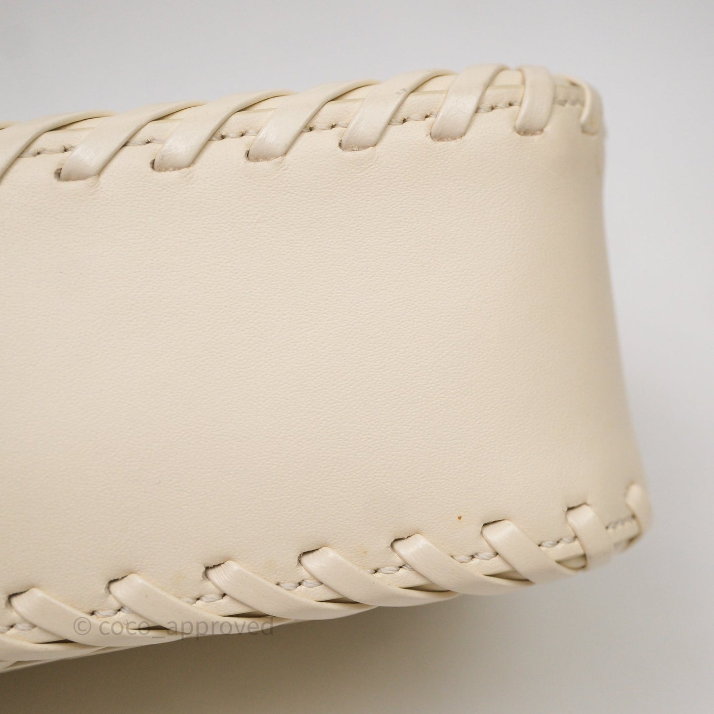 Fendi Braided Leather Baguette Bag Ivory Gold Hardware