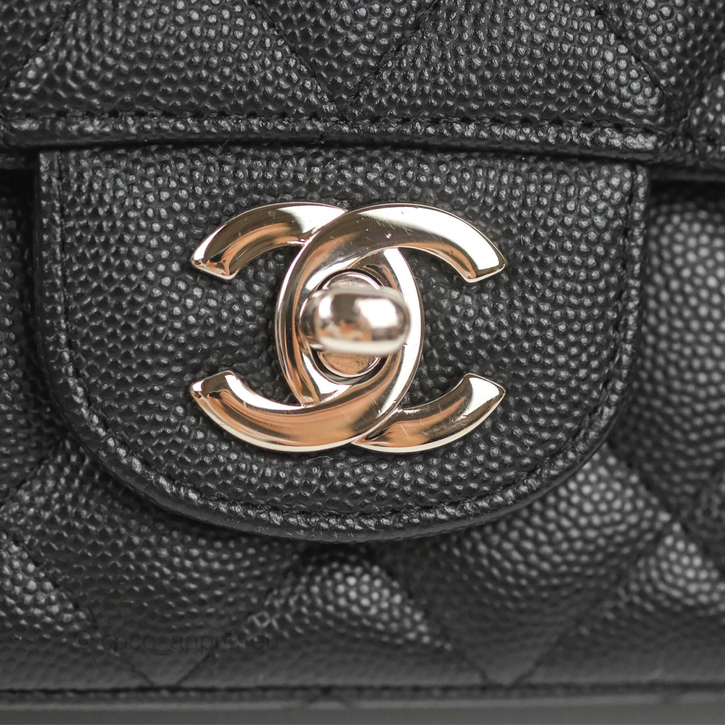 Chanel Quilted Mini Rectangular Flap Black Caviar Silver Hardware