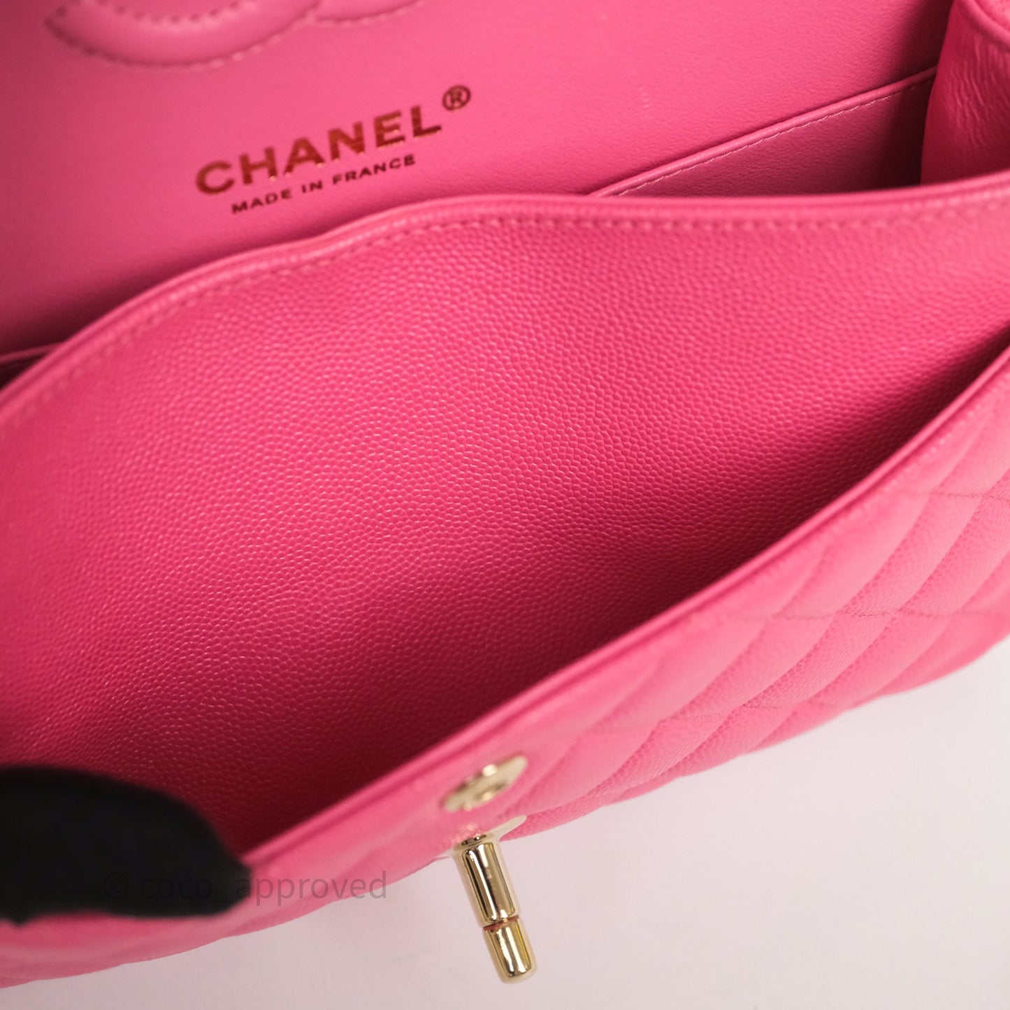 Chanel Small Classic Flap Quilted Hot Pink Caviar Gold Hardware