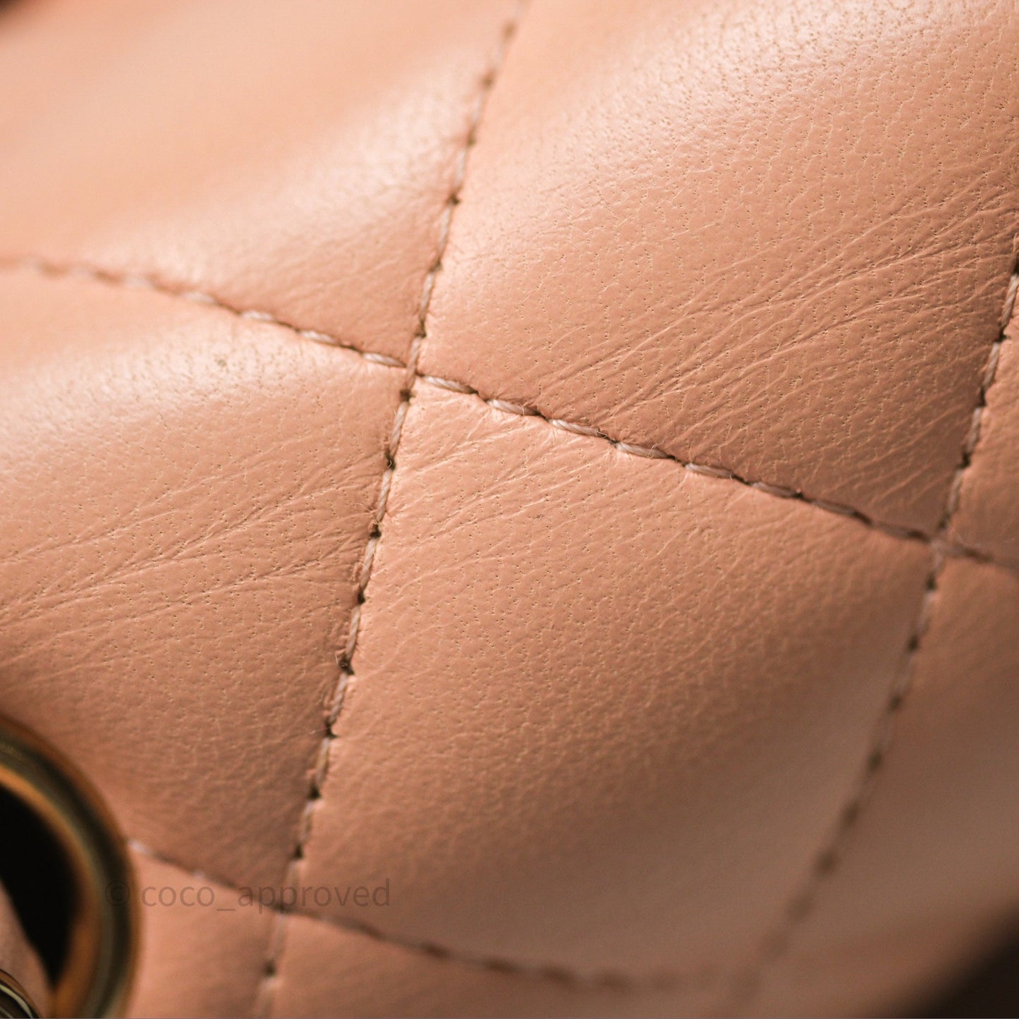 Chanel Mini Square Flap Quilted Beige Pink Lambskin Gold Hardware
