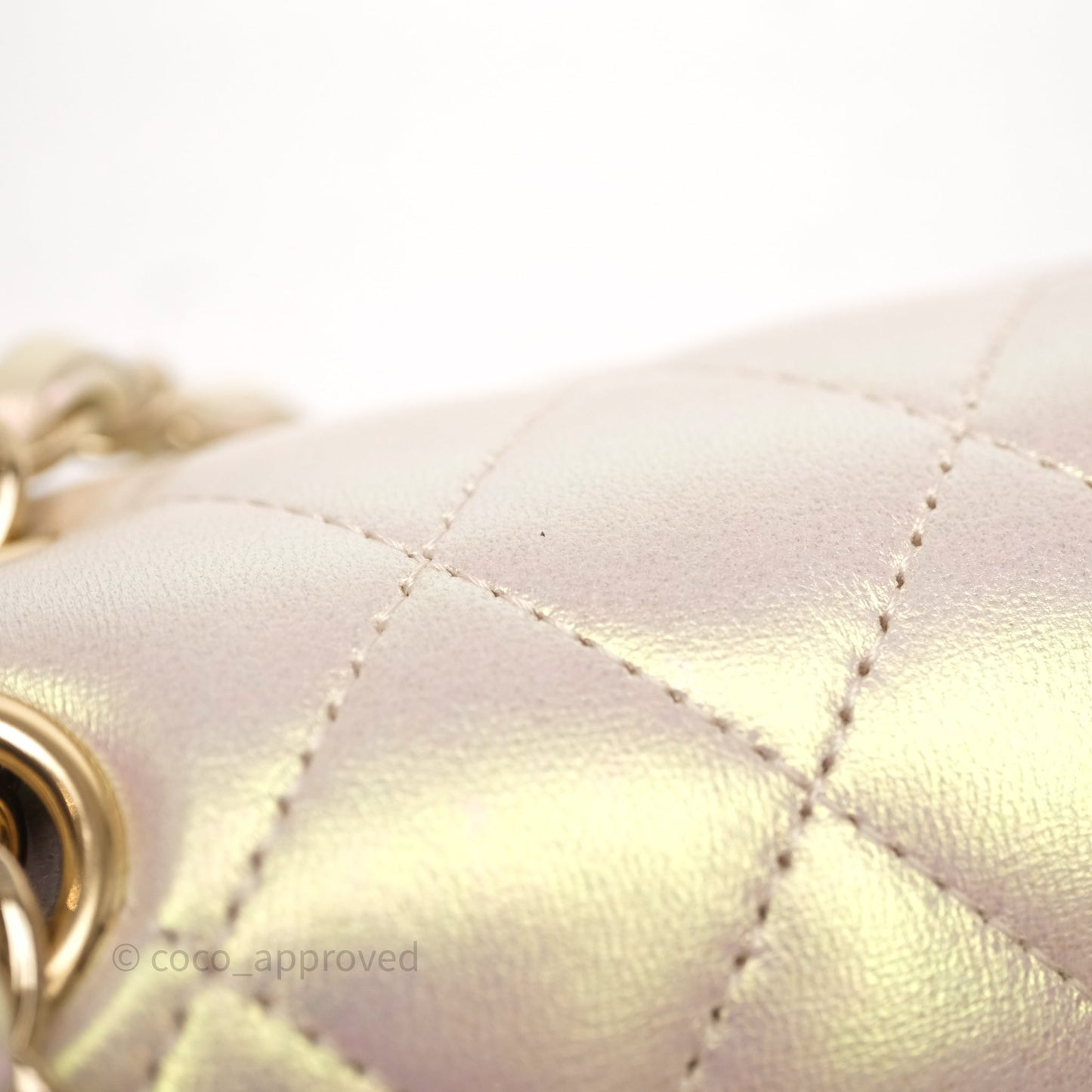 Chanel Classic Medium Double Flap Iridescent Beige Gold Hardware 21S
