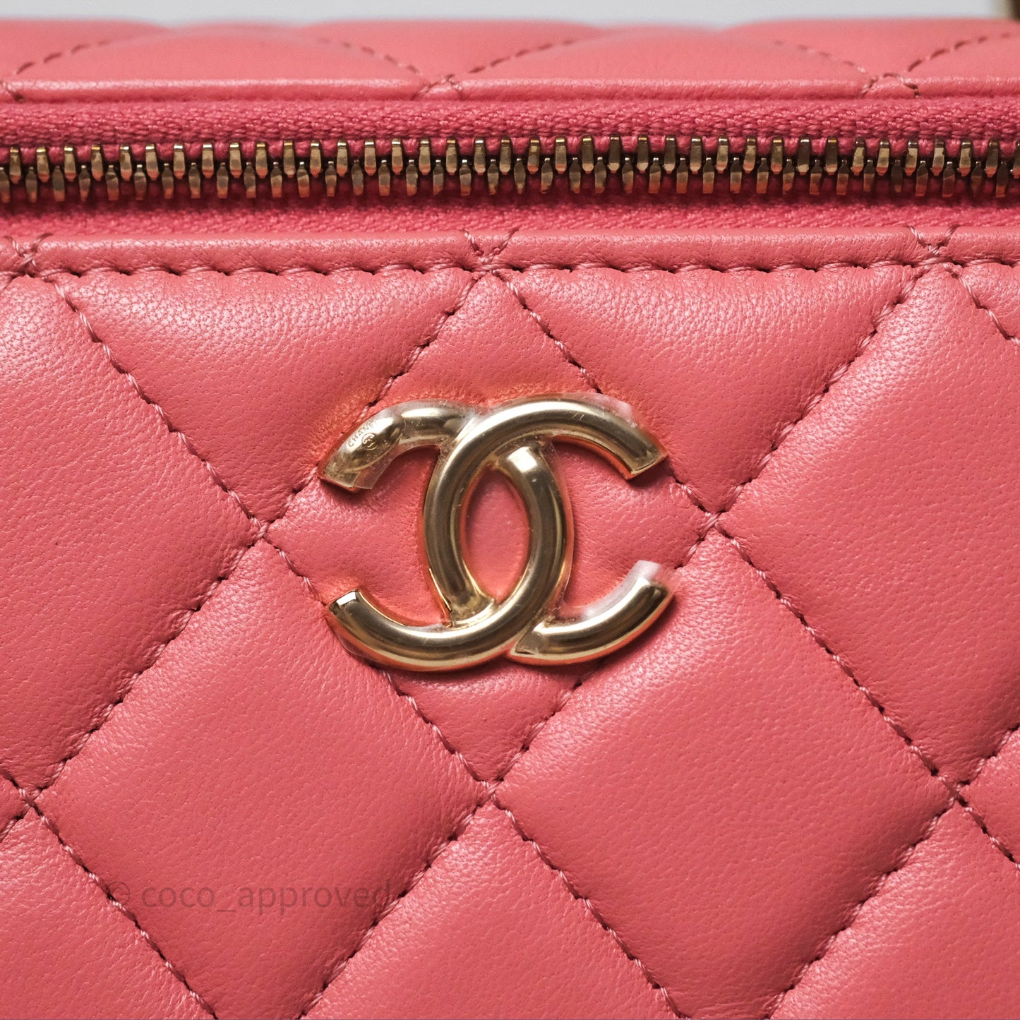 Chanel Vanity Rectangular Top Handle Pink Lambskin Gold Hardware
