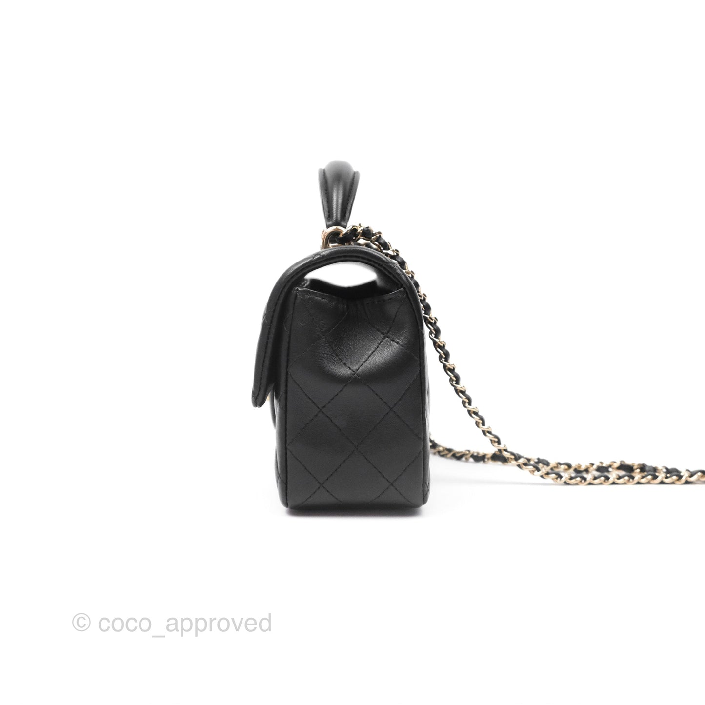 Chanel Top Handle Mini Rectangular Flap Bag Black Lambskin Gold Hardware