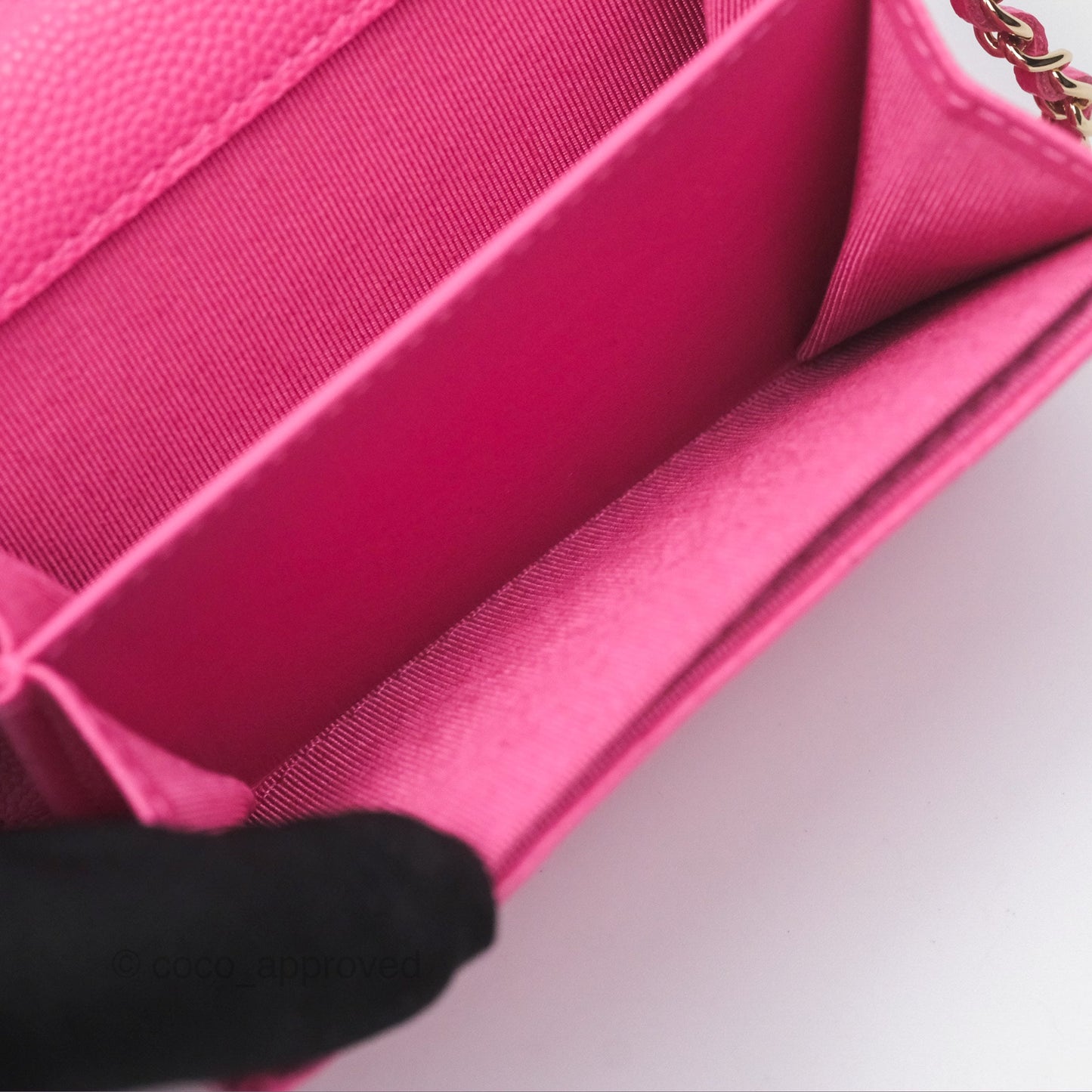 Chanel Mini Wallet With Chain Pink Caviar Gold Hardware
