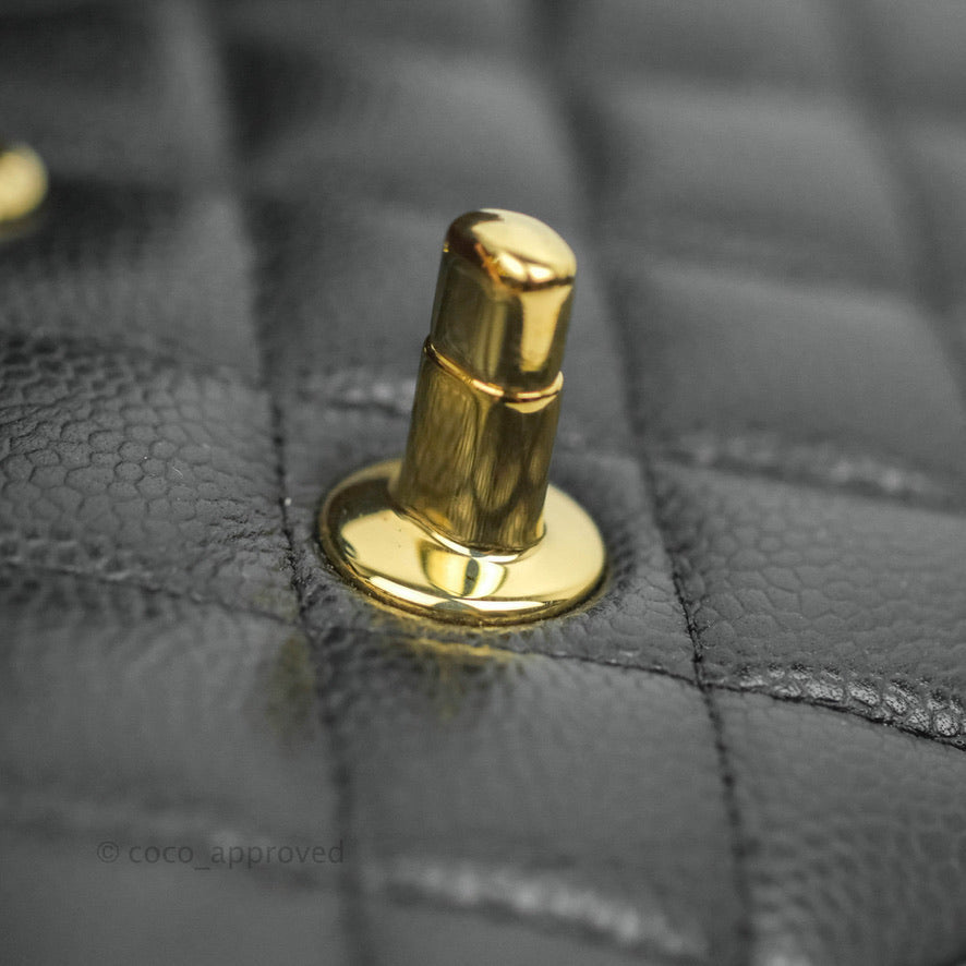 Chanel Classic Double Flap M/L Black Caviar Gold Hardware