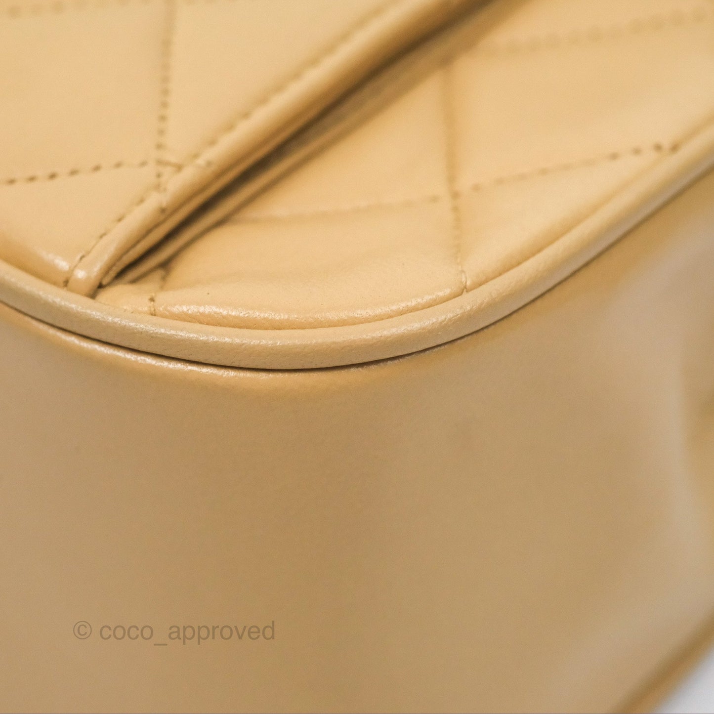 Chanel Vintage Flap Bag Beige Lambskin Gold Hardware