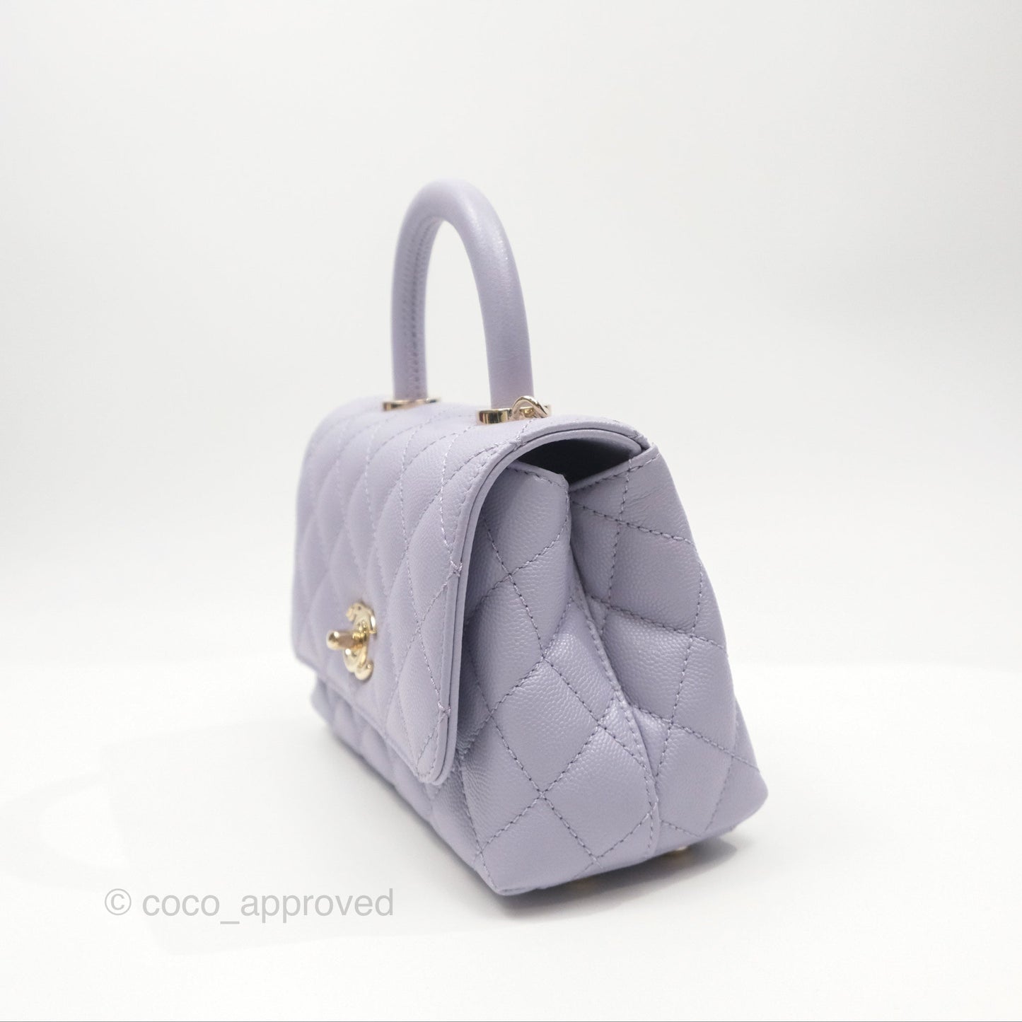Chanel Mini Coco Handle Lilac Caviar Gold Hardware