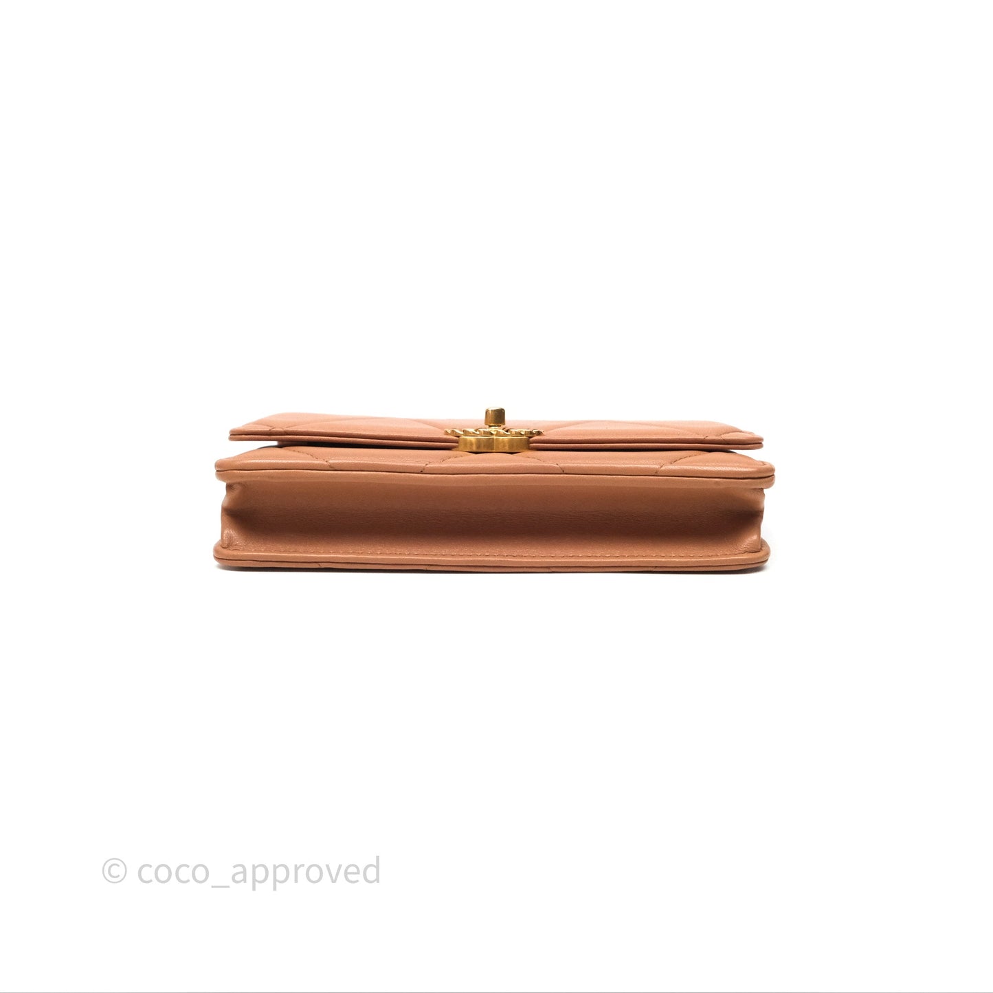 Chanel 19 Wallet on Chain WOC Dark Beige Caramel Lambskin Mixed Hardware