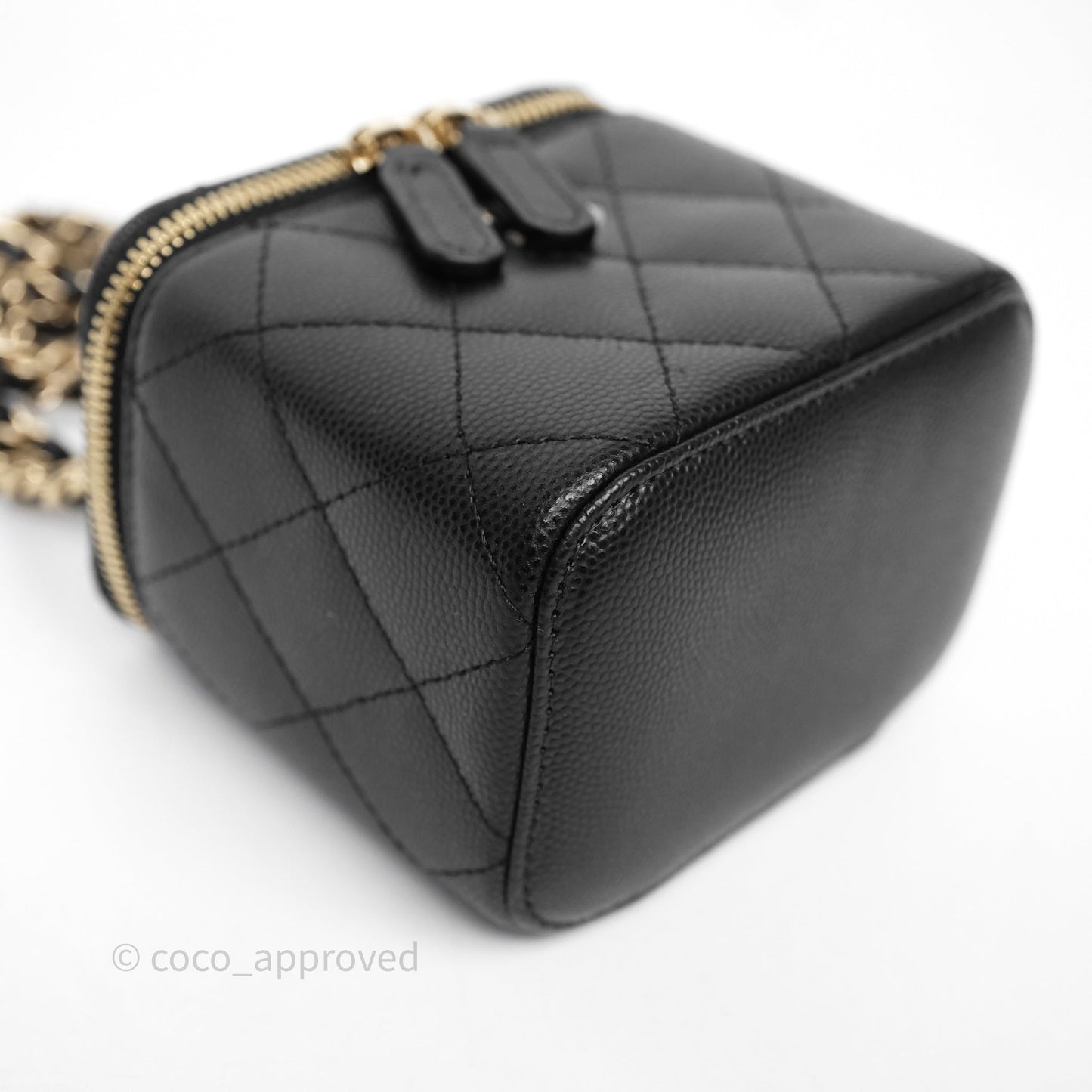 Chanel Mini Vanity With Chain Black Caviar Gold Hardware