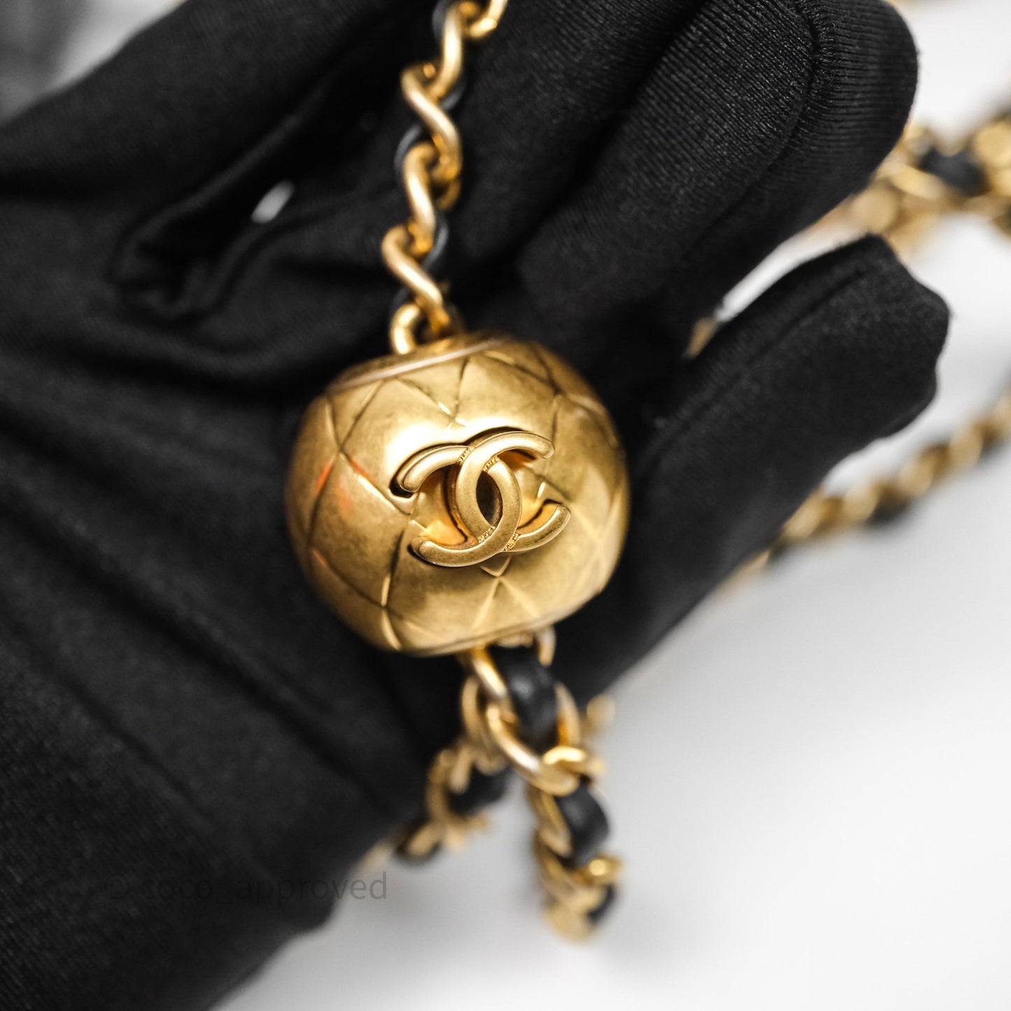 Chanel Pearl Crush Mini Square Quilted Black Lambskin Aged Gold Hardware