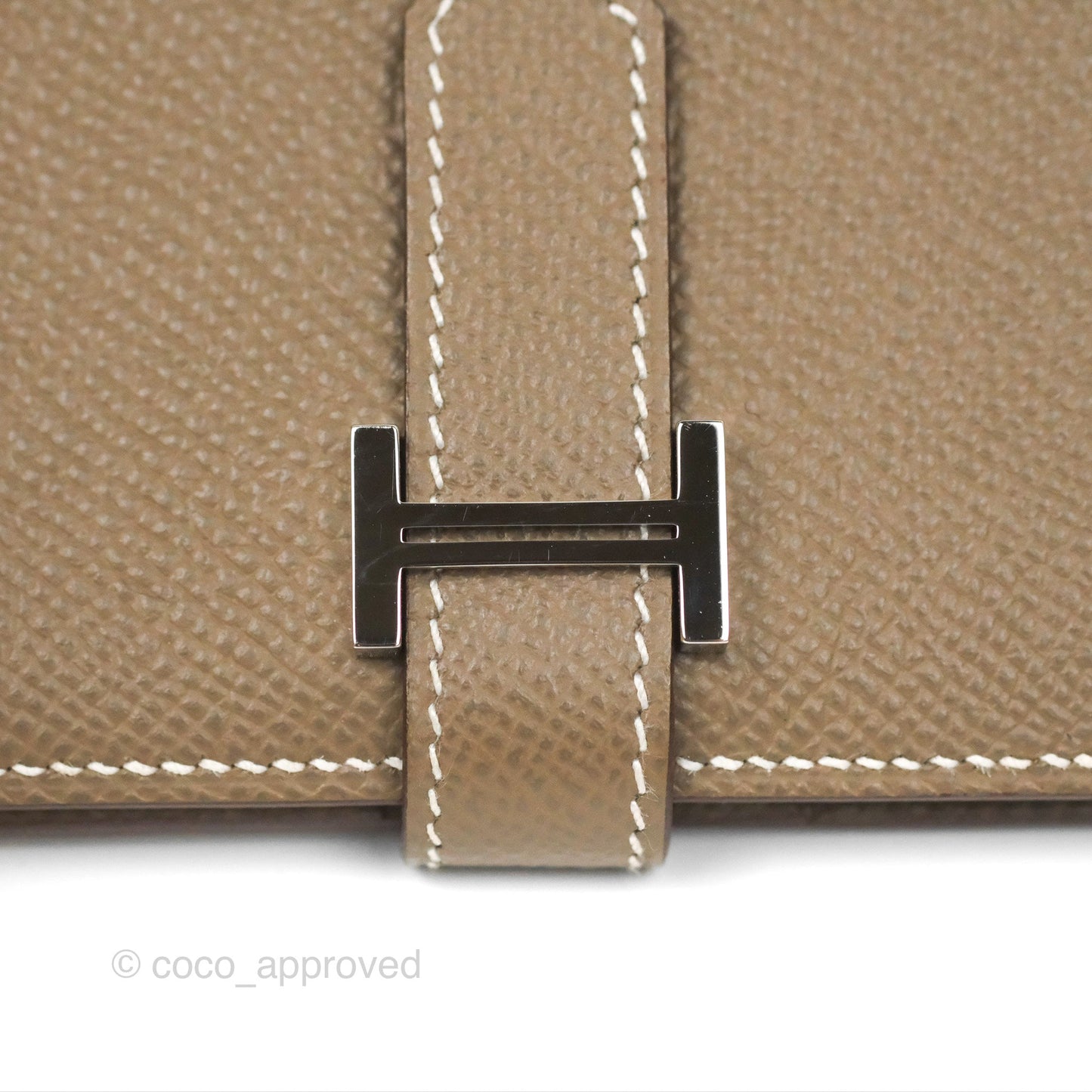 Hermes Bearn Compact Wallet Etoupe Epsom Palladium Hardware
