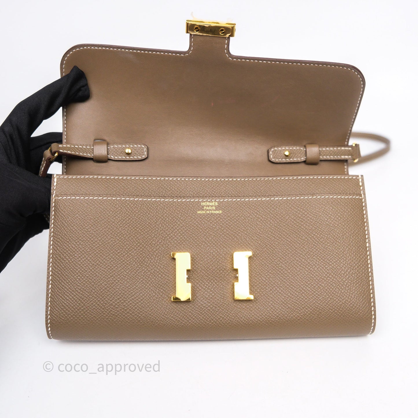 Hermès Constance To Go Wallet Etoupe 18 Epsom Gold Hardware