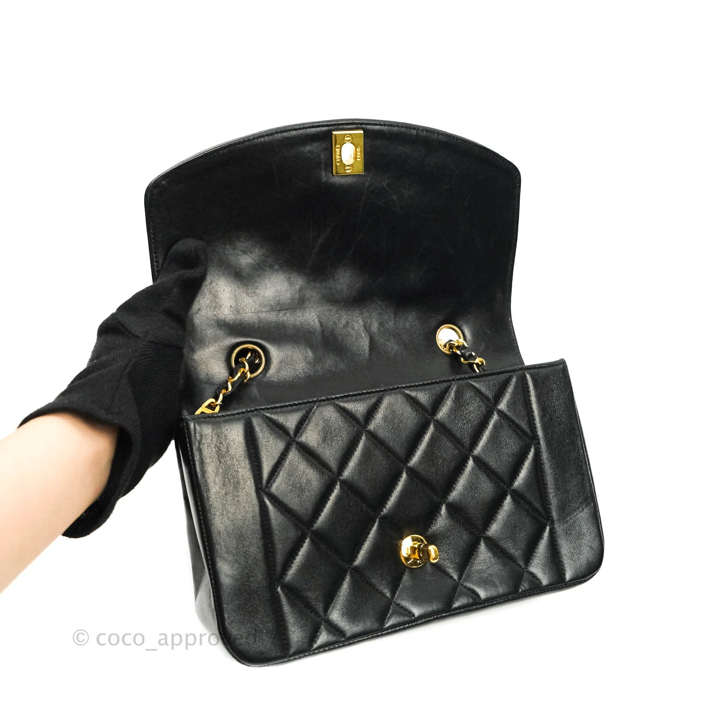 Chanel Black Quilted Lambskin Small Vintage Classic Diana Flap Bag