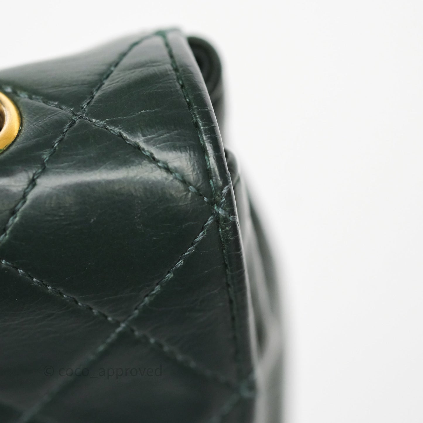 Chanel Vintage Mini Flap Bag Dark Green Lambskin Gold Hardware