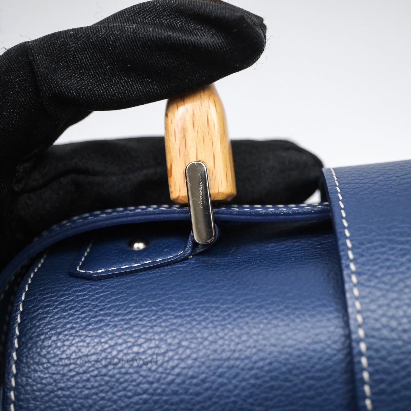 Goyard Saïgon Mini Bag Chevroches Calfskin Navy Silver Hardware