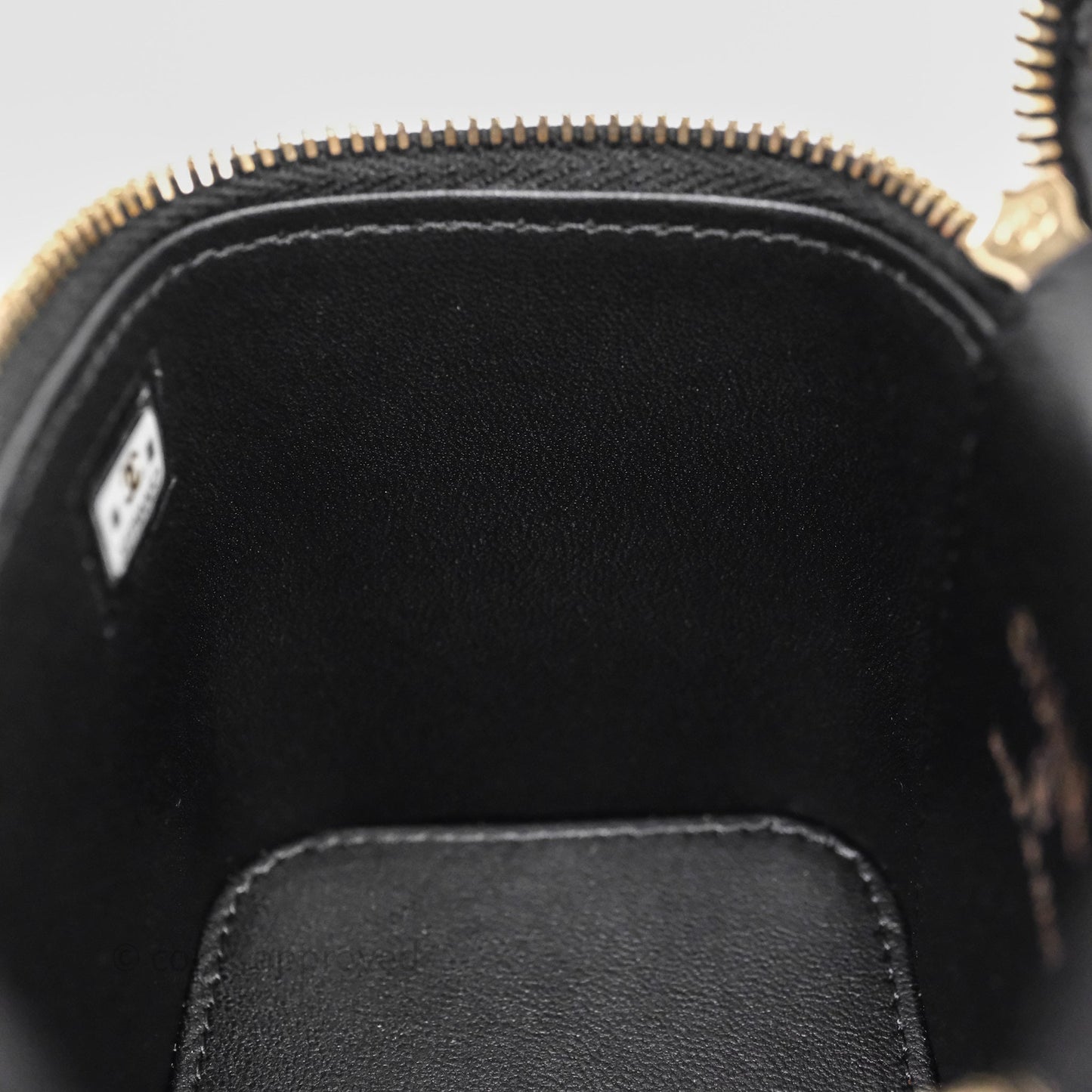 Chanel Mini Vanity With Double Chain Black Lambskin Aged Gold Hardware