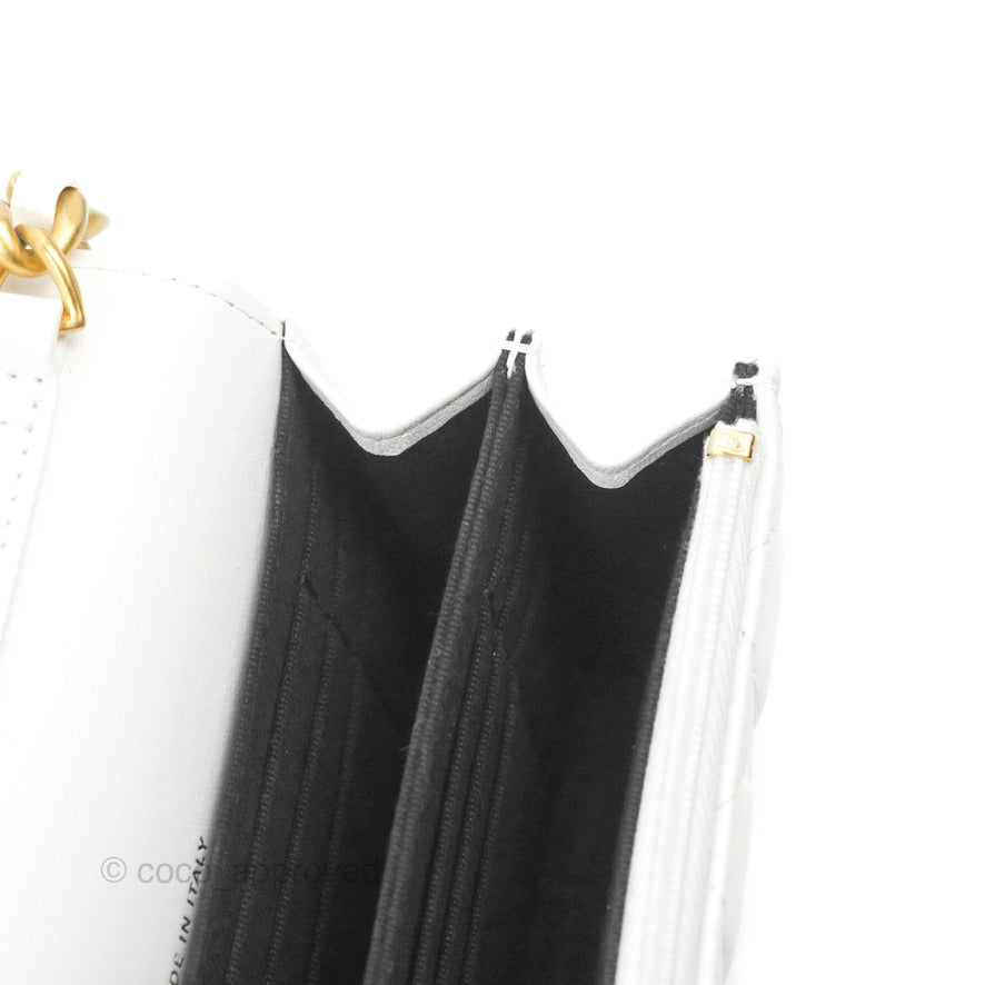 Chanel Mini Resin Chain Wallet on Chain WOC White Lambskin Gold Hardware