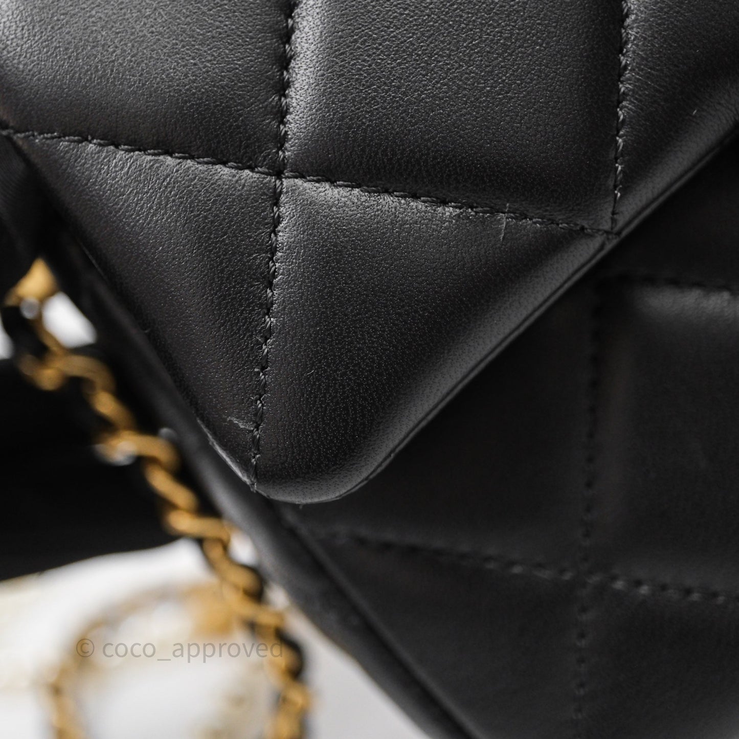 Chanel My Perfect Mini With Pearl Quilted Black Lambskin Gold Hardware