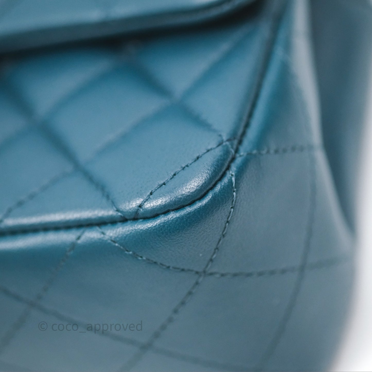 Chanel Quilted Mini Rectangular Flap Teal Green Lambskin Silver Hardware