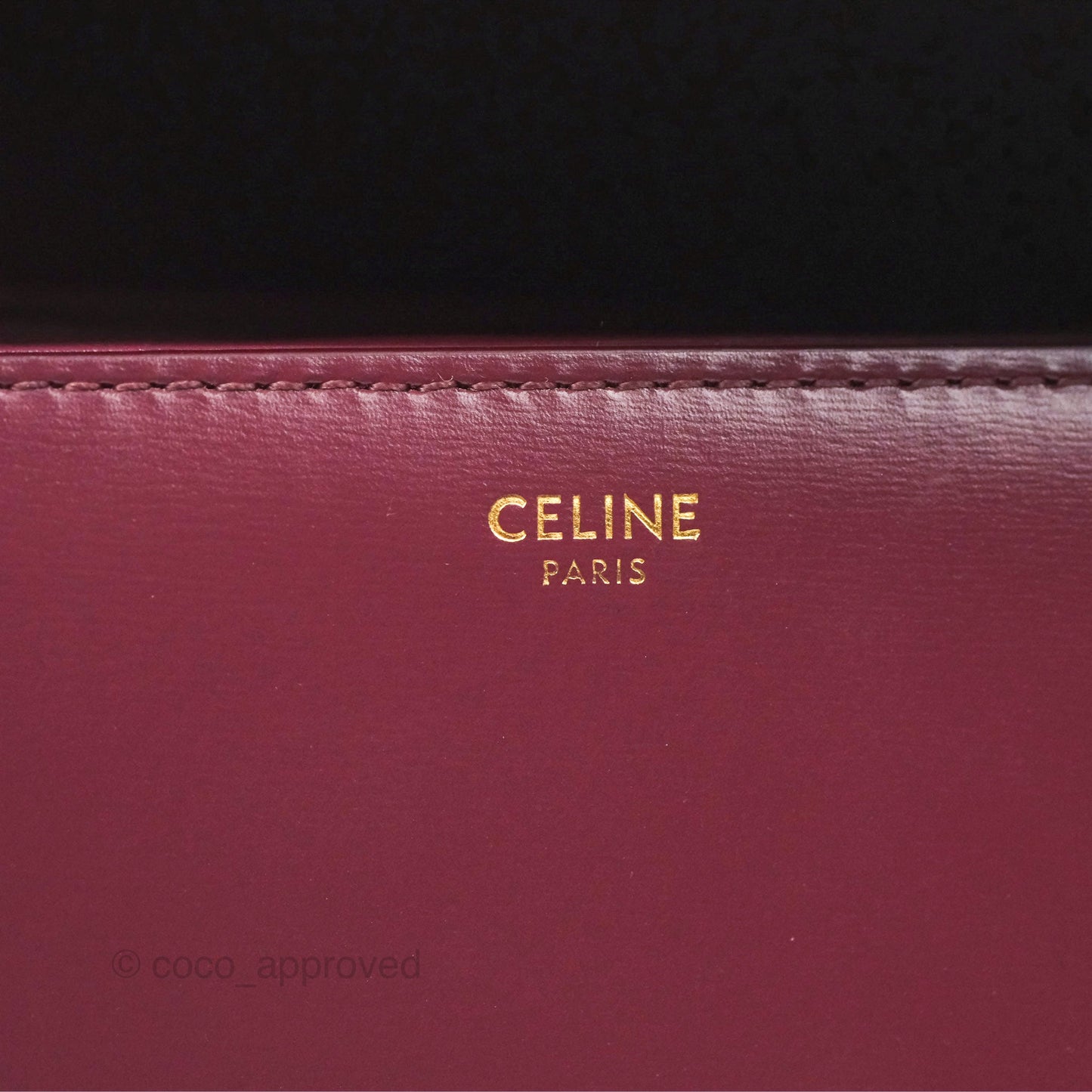 Celine Medium Triomphe Acai Burgundy Shiny Calfskin