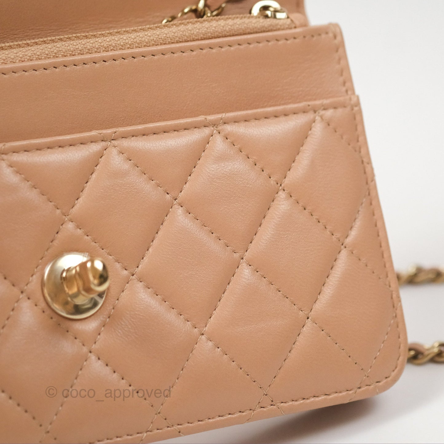 Chanel Trendy CC WOC Quilted Beige Lambskin Gold Hardware