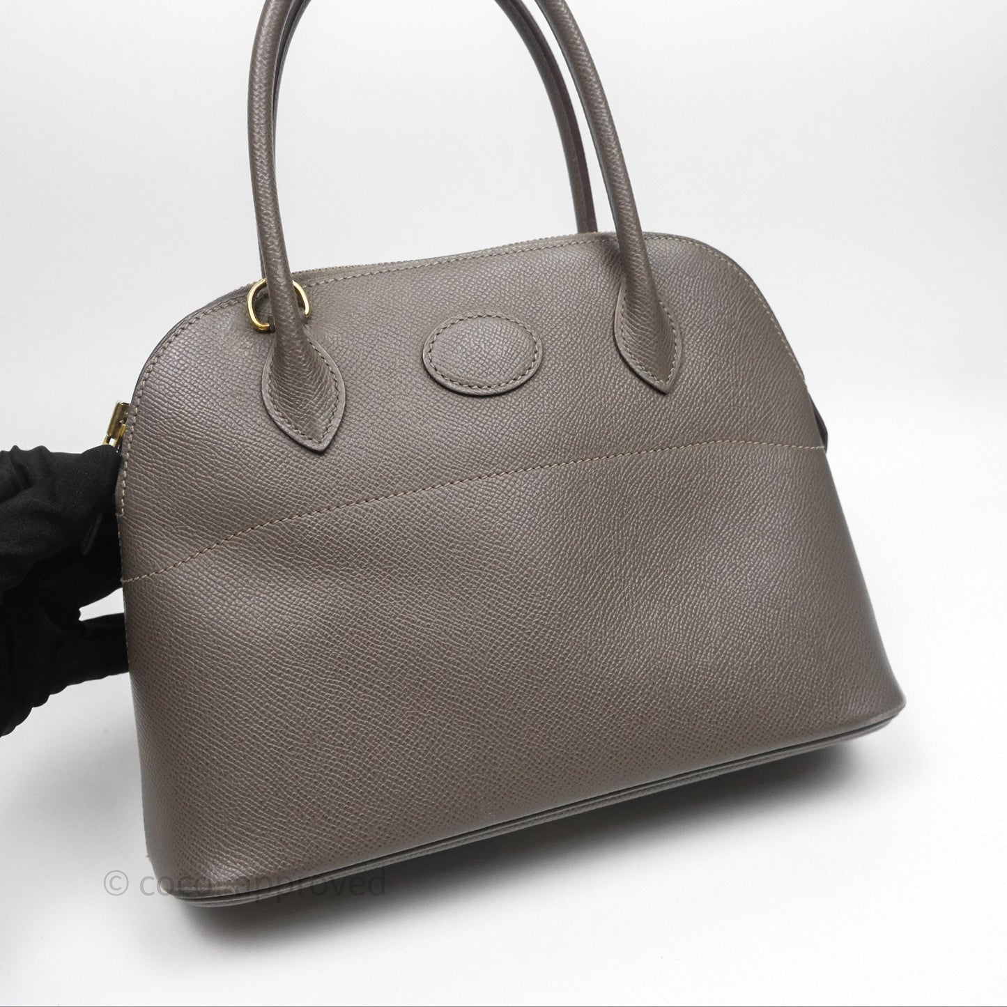 Hermès Bolide 27 Etain 8F Epsom Gold Hardware