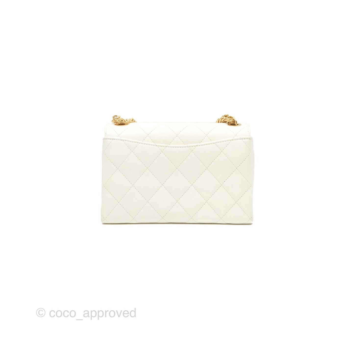 Chanel Mini Flap Bag with Enamel Charm Chain White Lambskin Gold Hardware