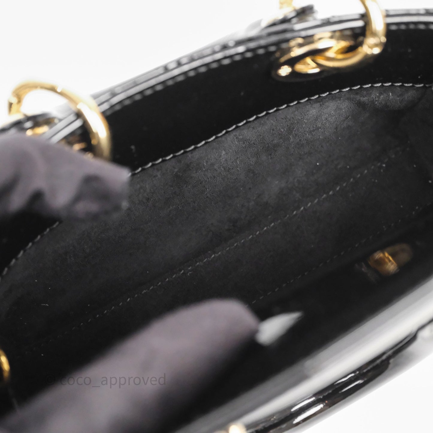 Christian Dior Micro Lady D-Joy Bag Black Patent Cannage Calfskin Gold Hardware