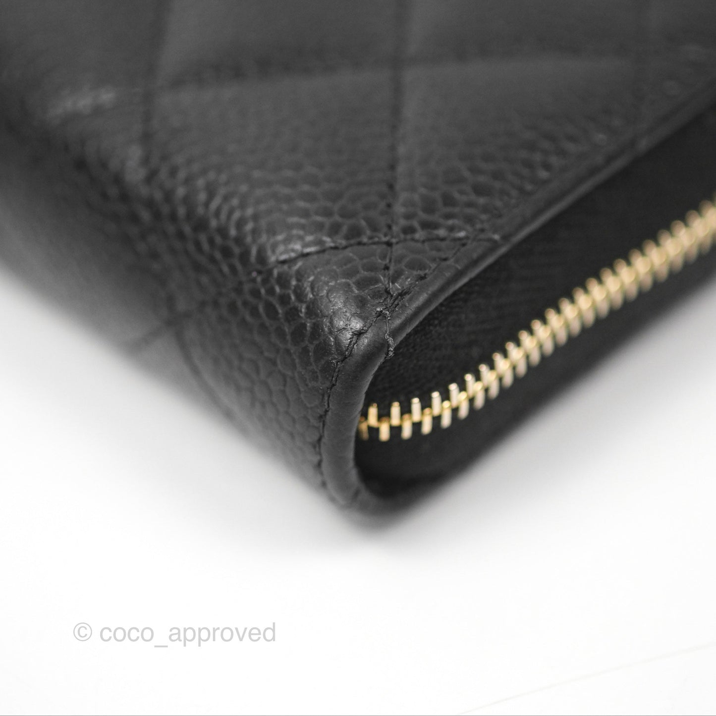 Chanel Quilted Zip Card Holder Black Caviar Gold Hardware