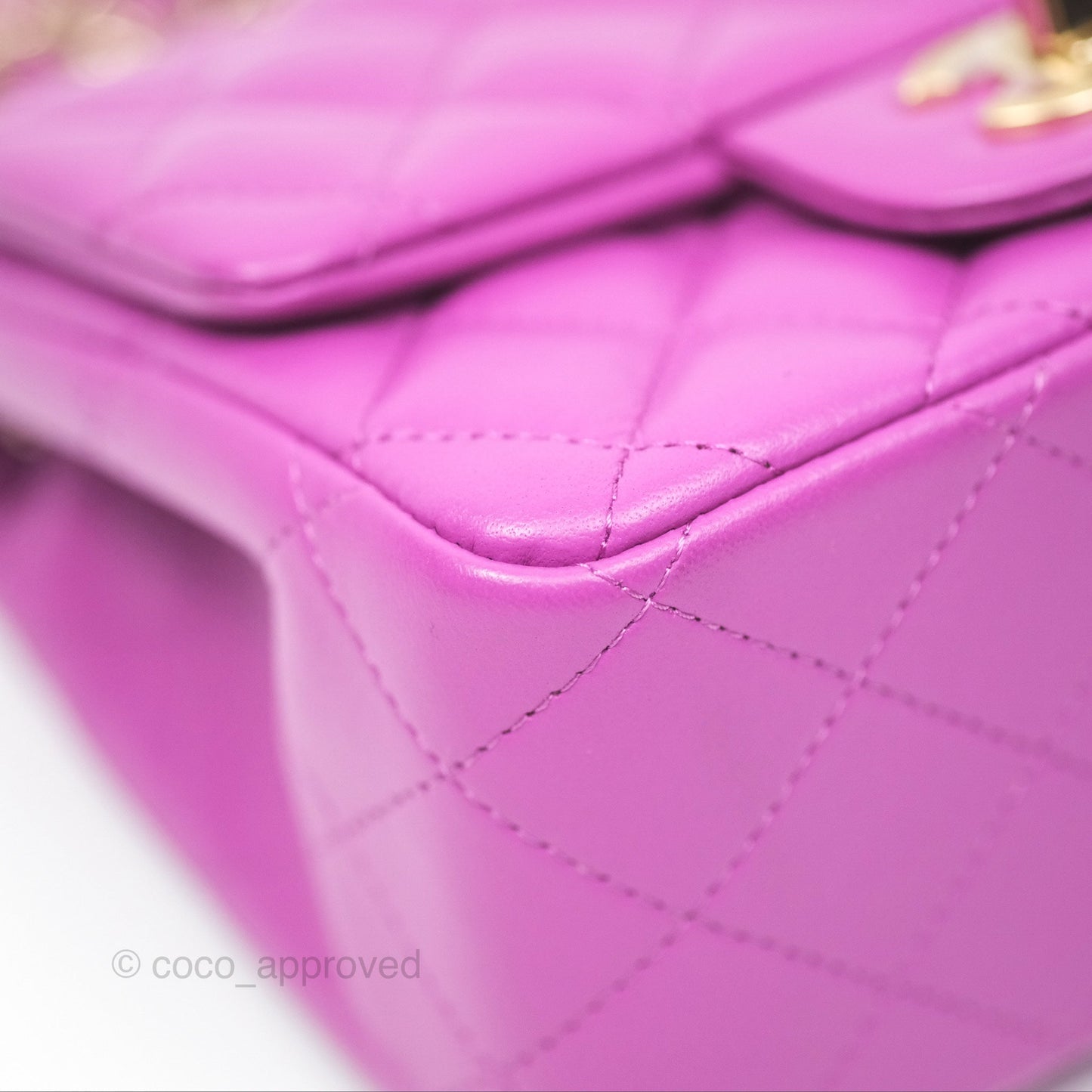 Chanel Mini Square Flap Quilted Purple Lambskin Gold Hardware