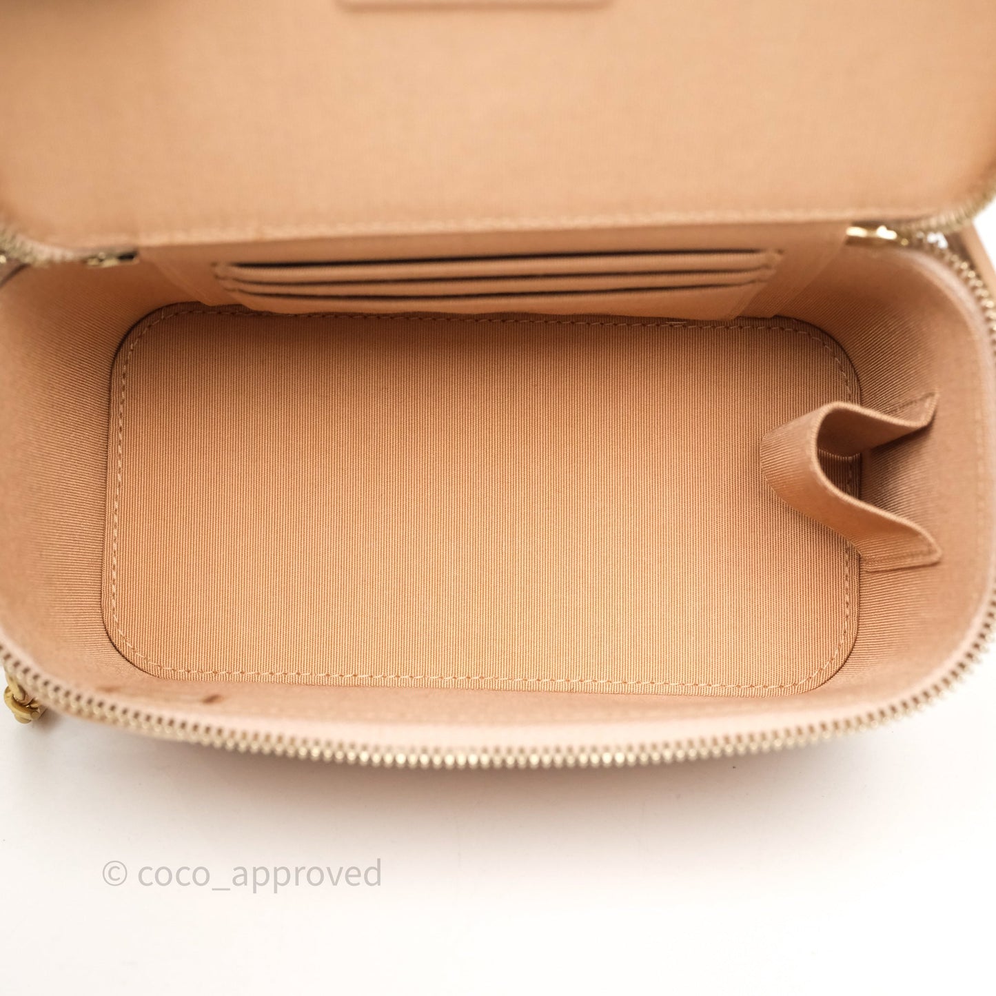 Chanel Top Handle Vanity Lambskin Beige Bag Gold Hardware