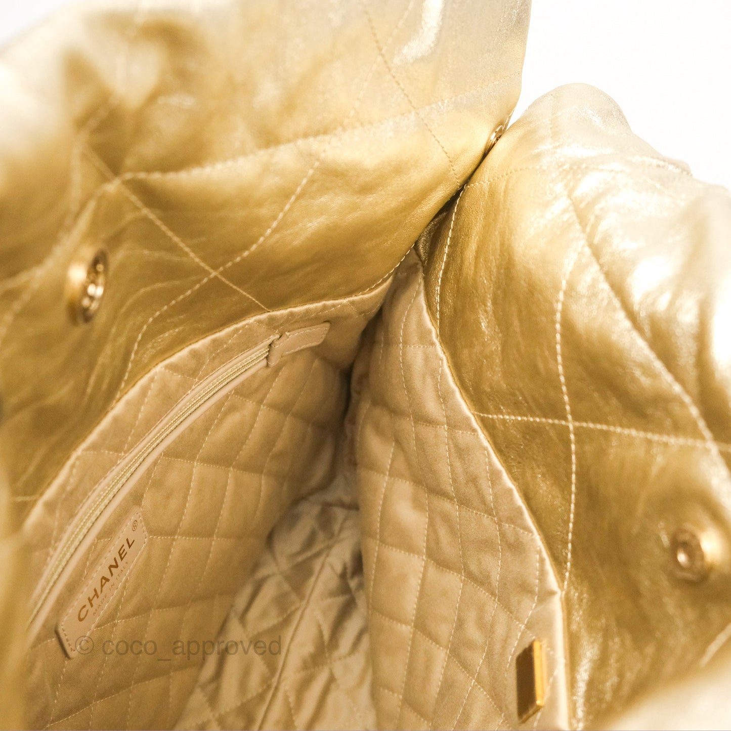 Chanel 22 Small Quilted Iridescent Gold Gold Hardware