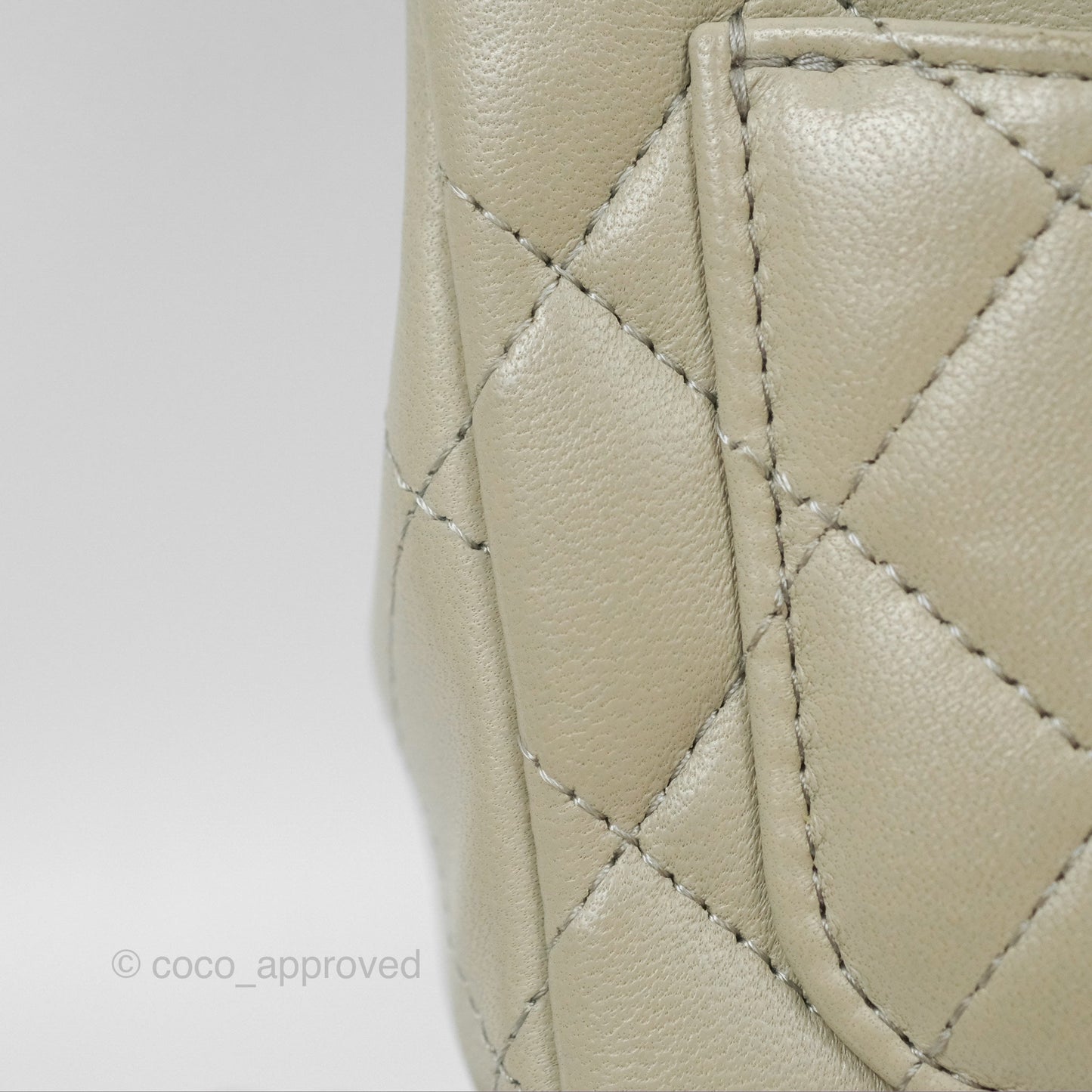 Chanel Mini Square Quilted Grey Lambskin Gold Hardware 22C