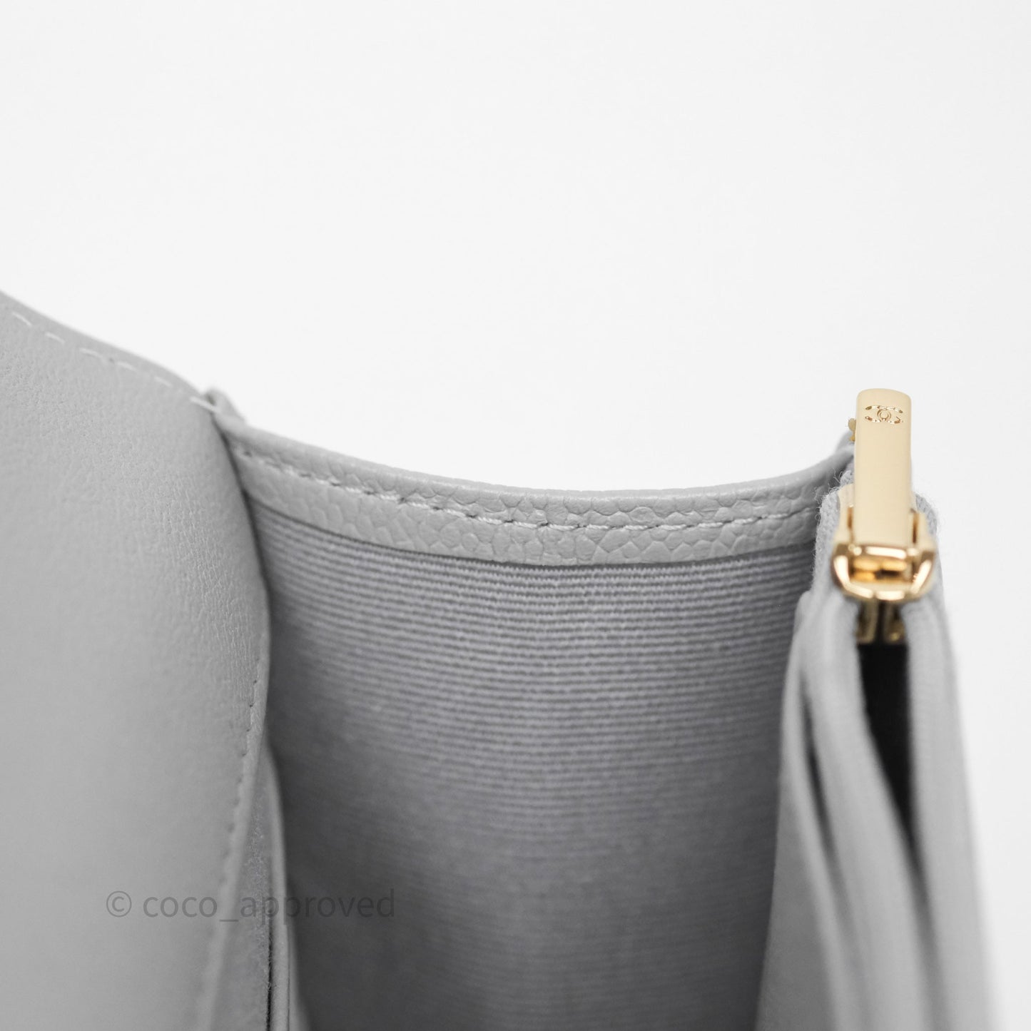 Chanel Heart Adjustable Chain WOC Grey Caviar Aged Gold Hardware