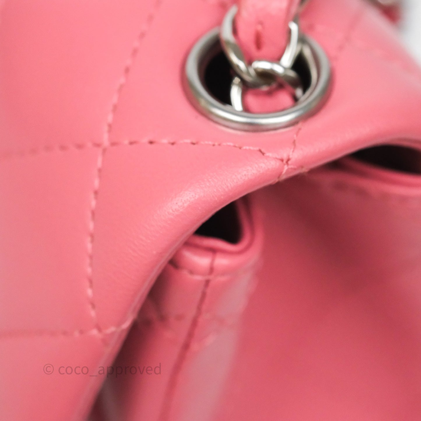 Chanel Mini Square Flap Quilted Pink Lambskin Silver Hardware