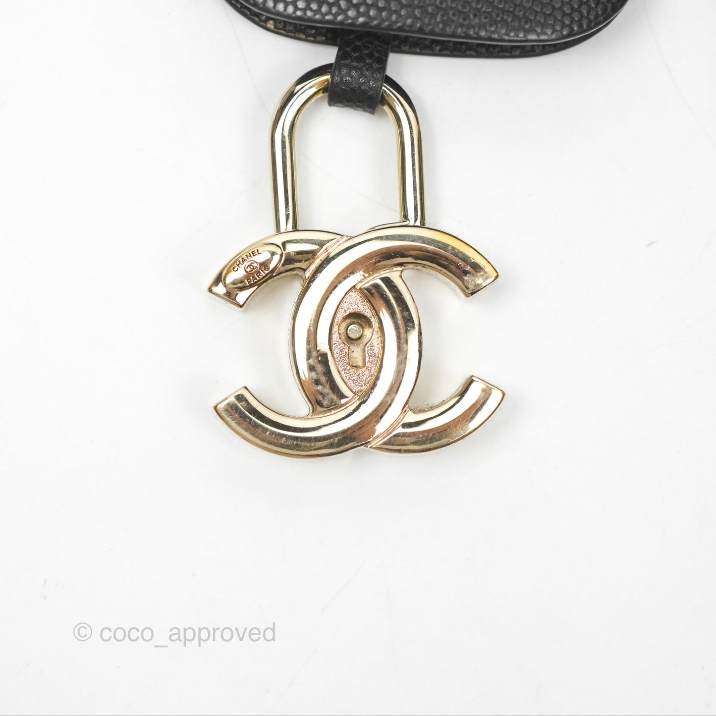 Chanel Quilted Medium CC Filigree Vanity Case Black Caviar Gold Hardware