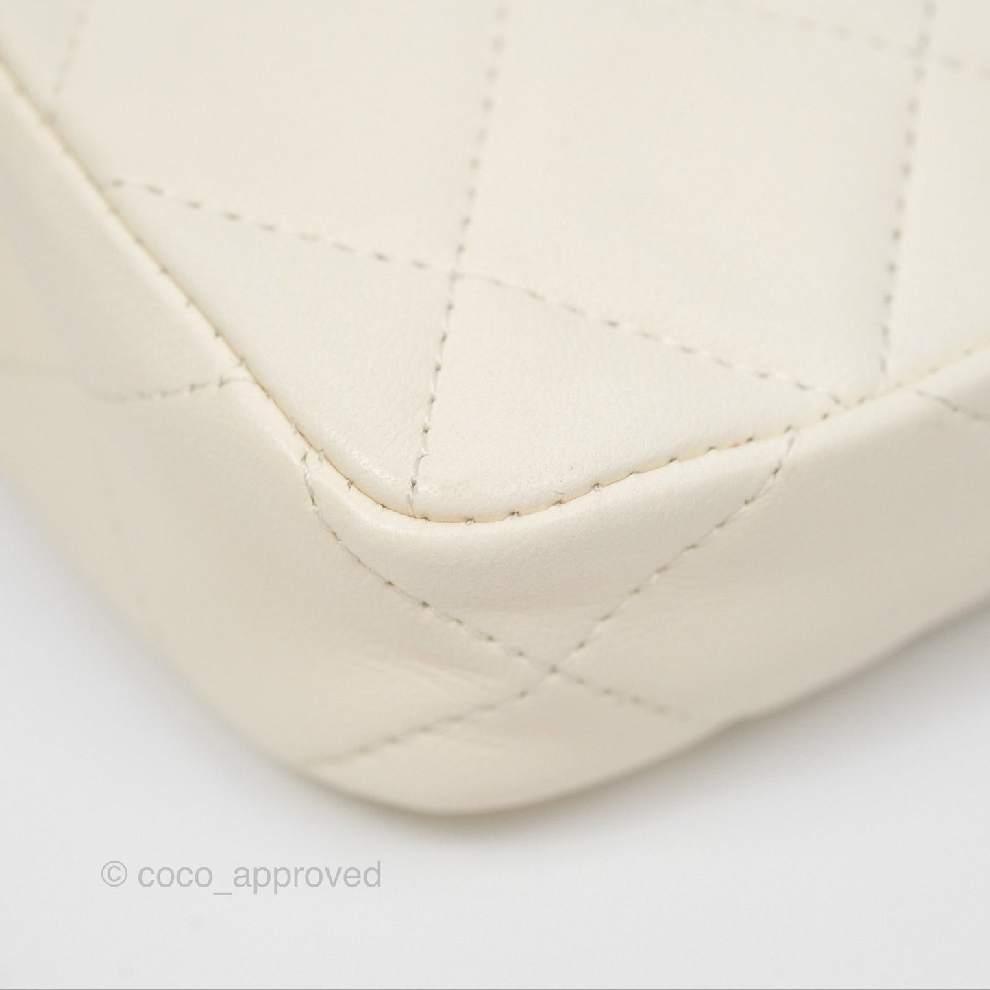 Chanel Mini Square Clutch with Chain Ivory Lambskin Gold Hardware 22C
