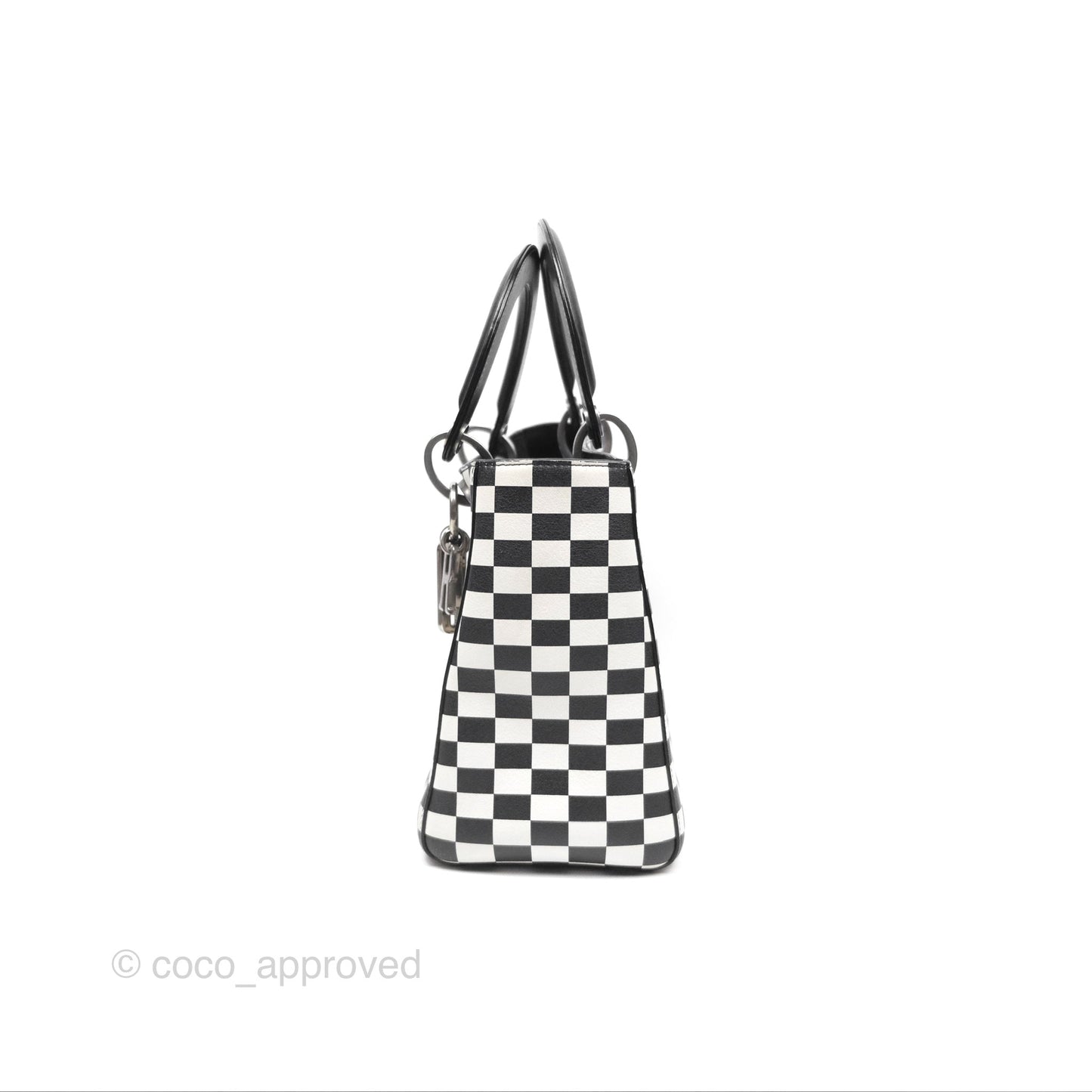 Christian Dior Medium Lady Dior Checkered Black/ White Calfskin