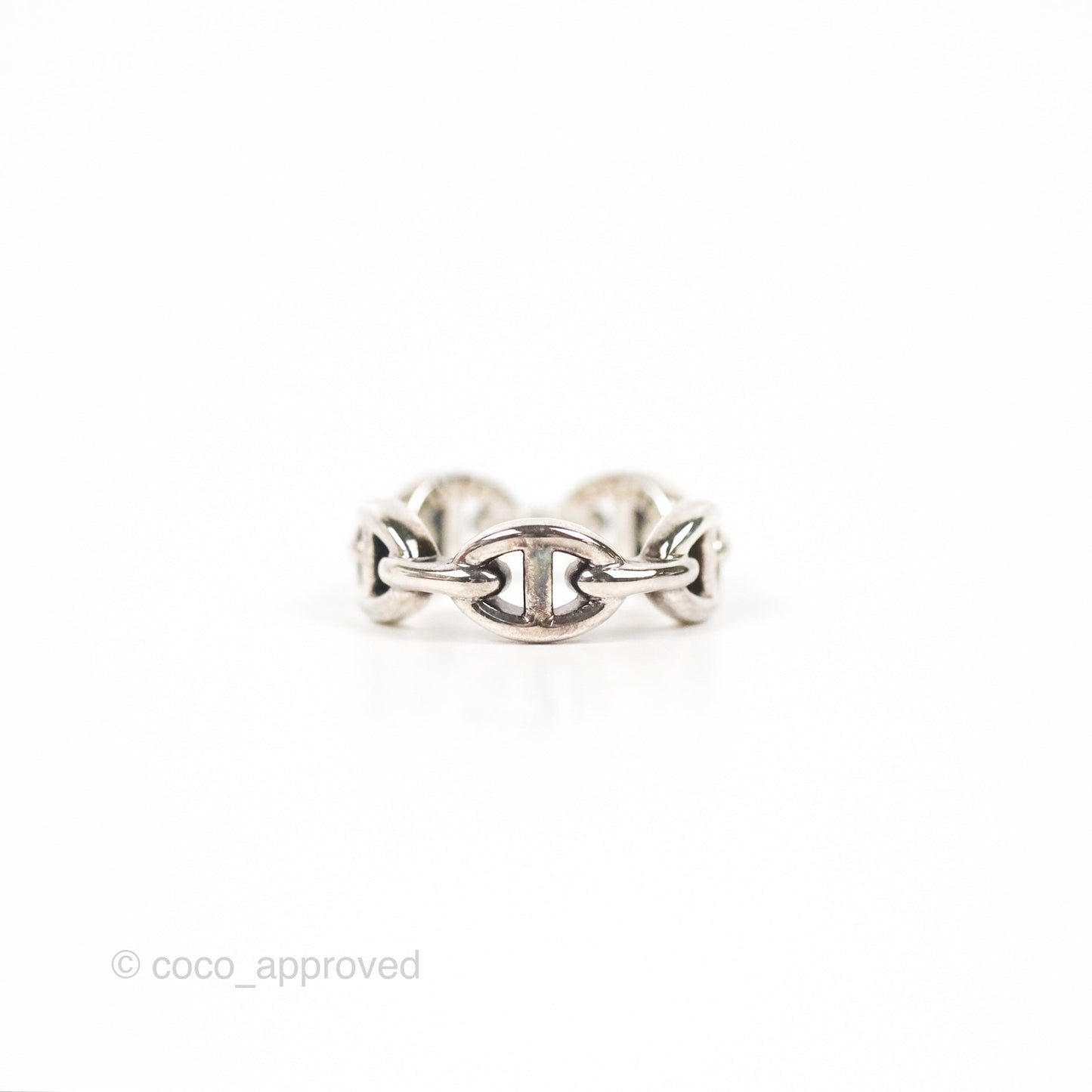 Hermès Chaine d'Ancre Enchainee Band Ring PM Sterling Silver Size 51