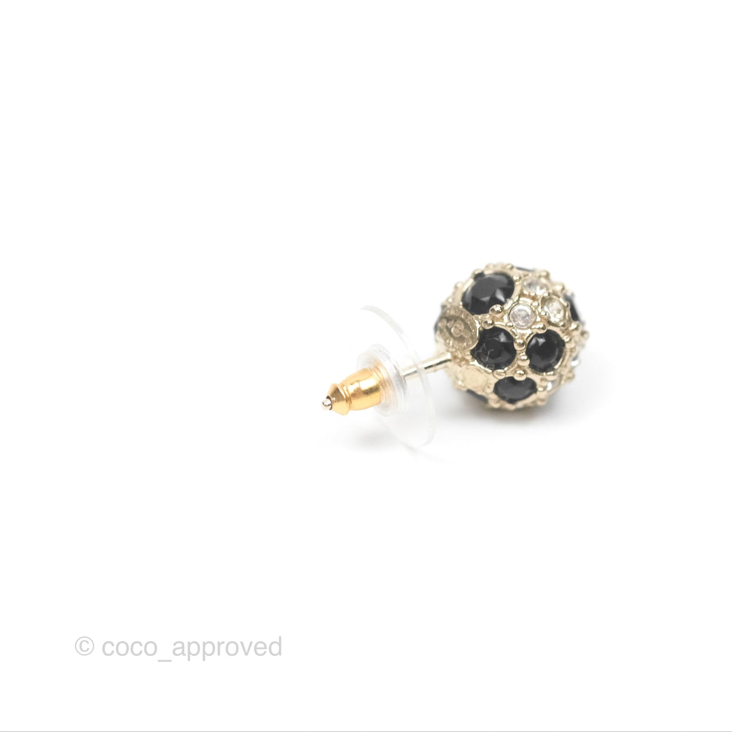 Chanel Crystal Black Resin Ball Earrings 19P