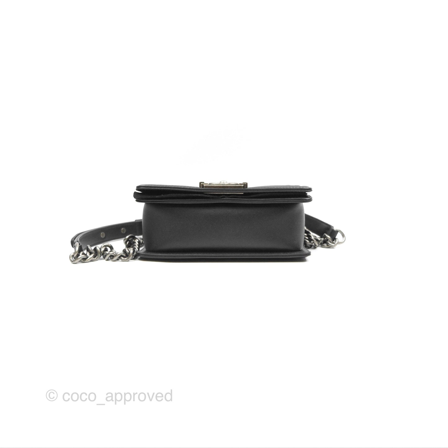 Chanel Small Boy Quilted Black Calfskin Ruthenium Hardware