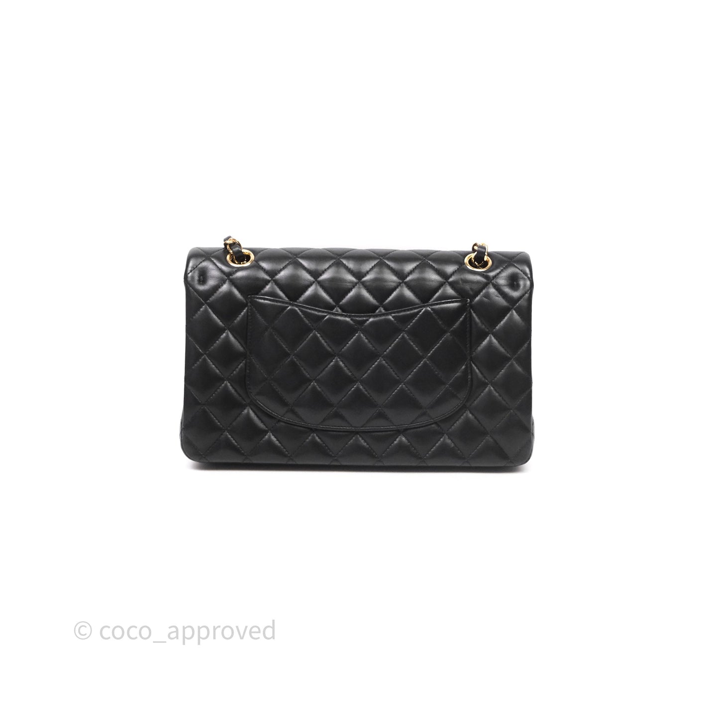 Chanel Classic M/L Medium Flap Quilted Black Lambskin Gold Hardware