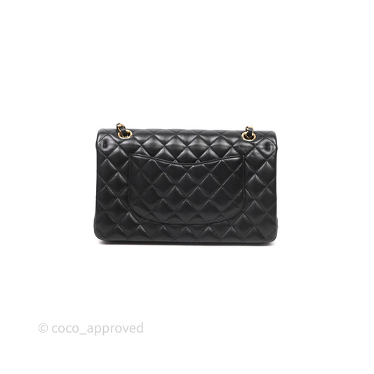 Chanel Classic M/L Medium Flap Quilted Black Lambskin Gold Hardware