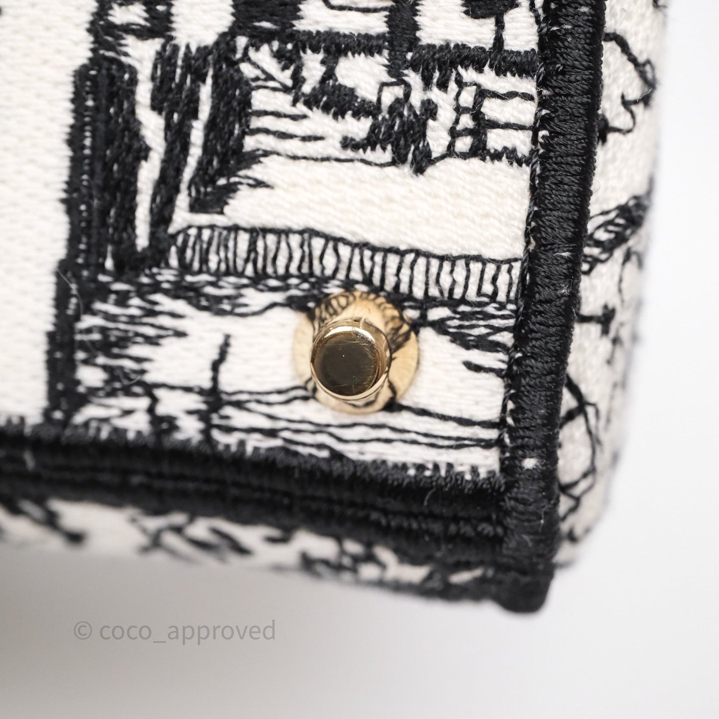 Christian Dior Mini Lady D-Lite Bag White/ Black Plan de Paris Embroidered