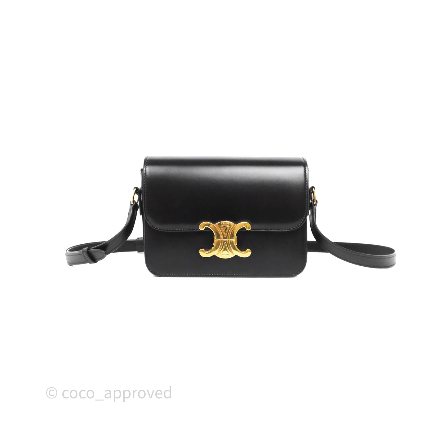 Celine Teen Triomphe Bag Black Shiny Calfskin Gold Hardware