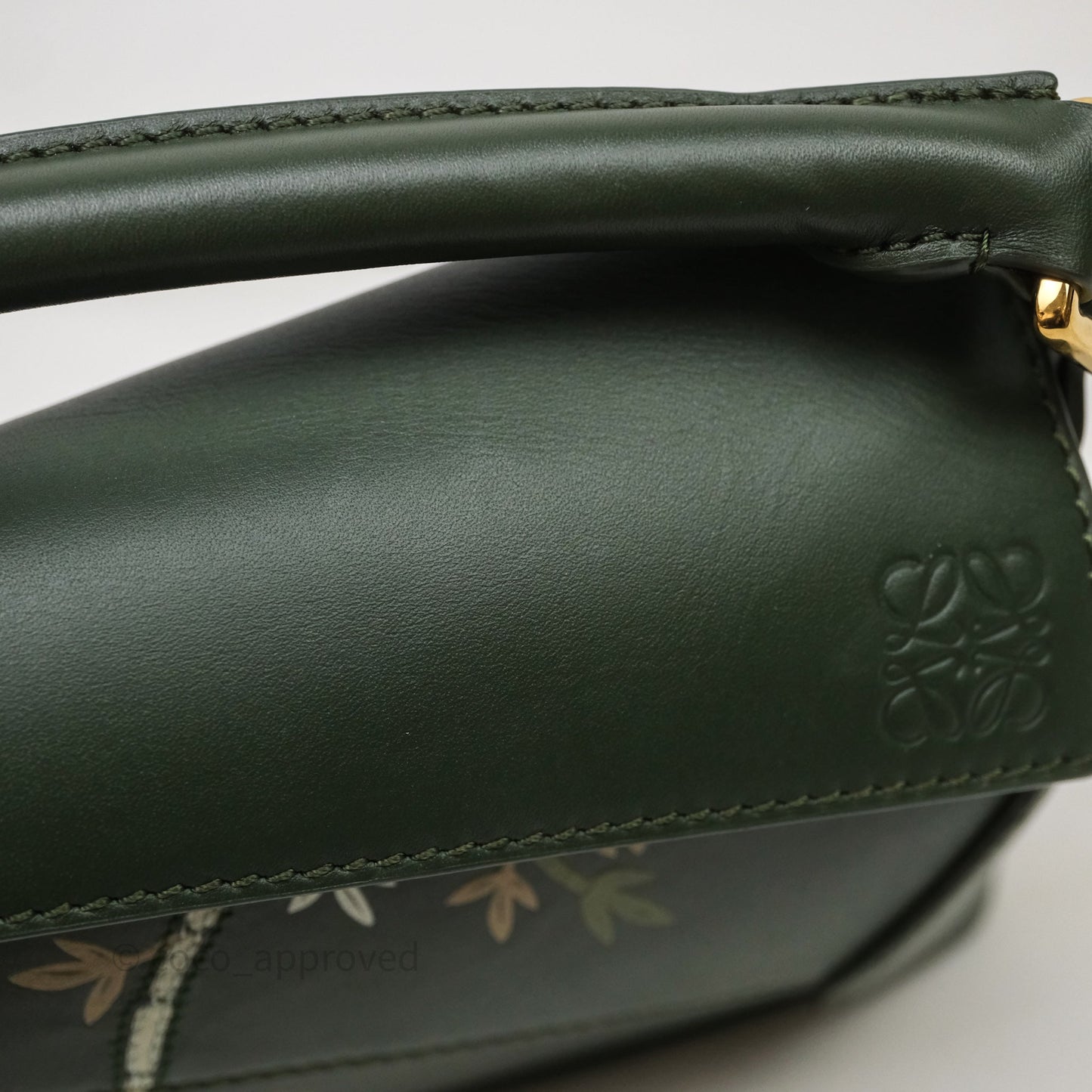 Loewe X SUNA FUJITA Mini Pandas Puzzle Bag Dark Green Calfskin Gold Hardware